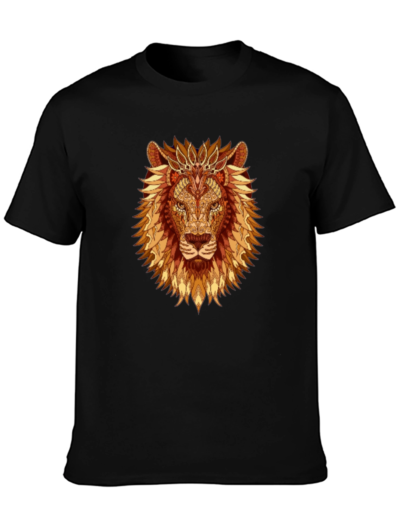 Lion Graphic Print T-Shirt - Mens Black Tee