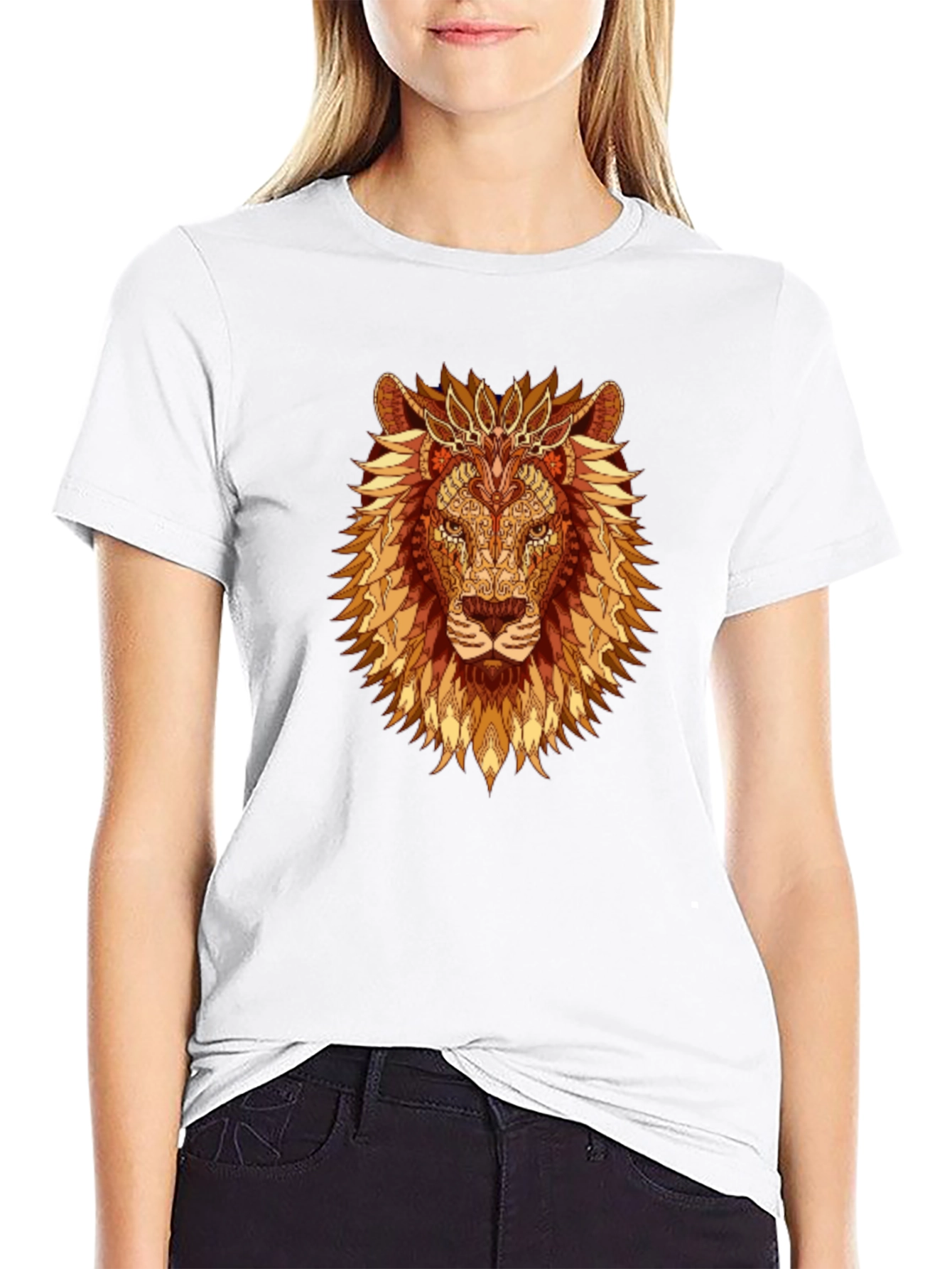 Lion Graphic Print T-Shirt - Mens Black Tee