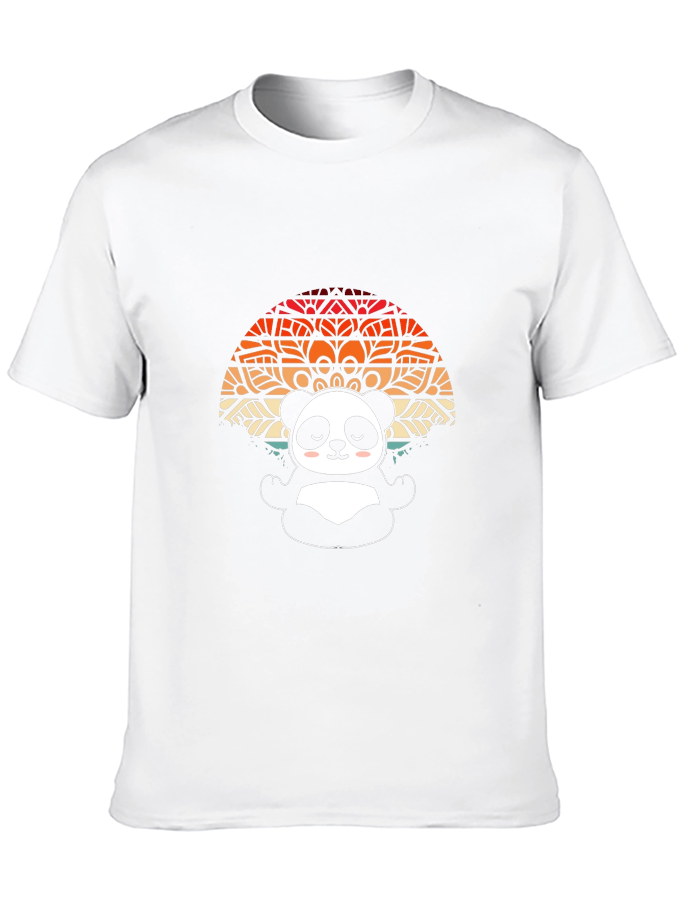 Cute Meditating Panda Mandala Black T-Shirt