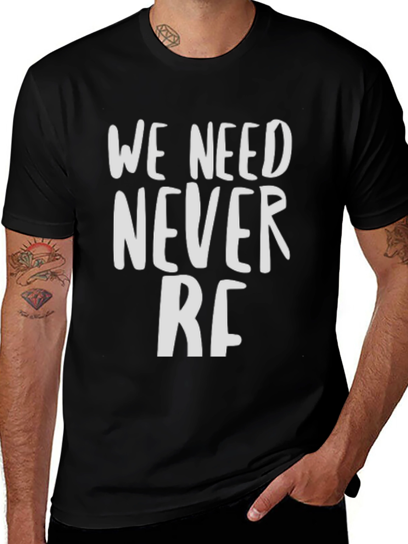 We Need Never RF Black Graphic T-Shirt