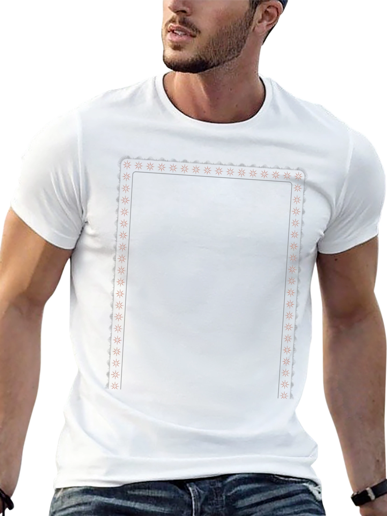Black Graphic Tee with Geometric Pattern