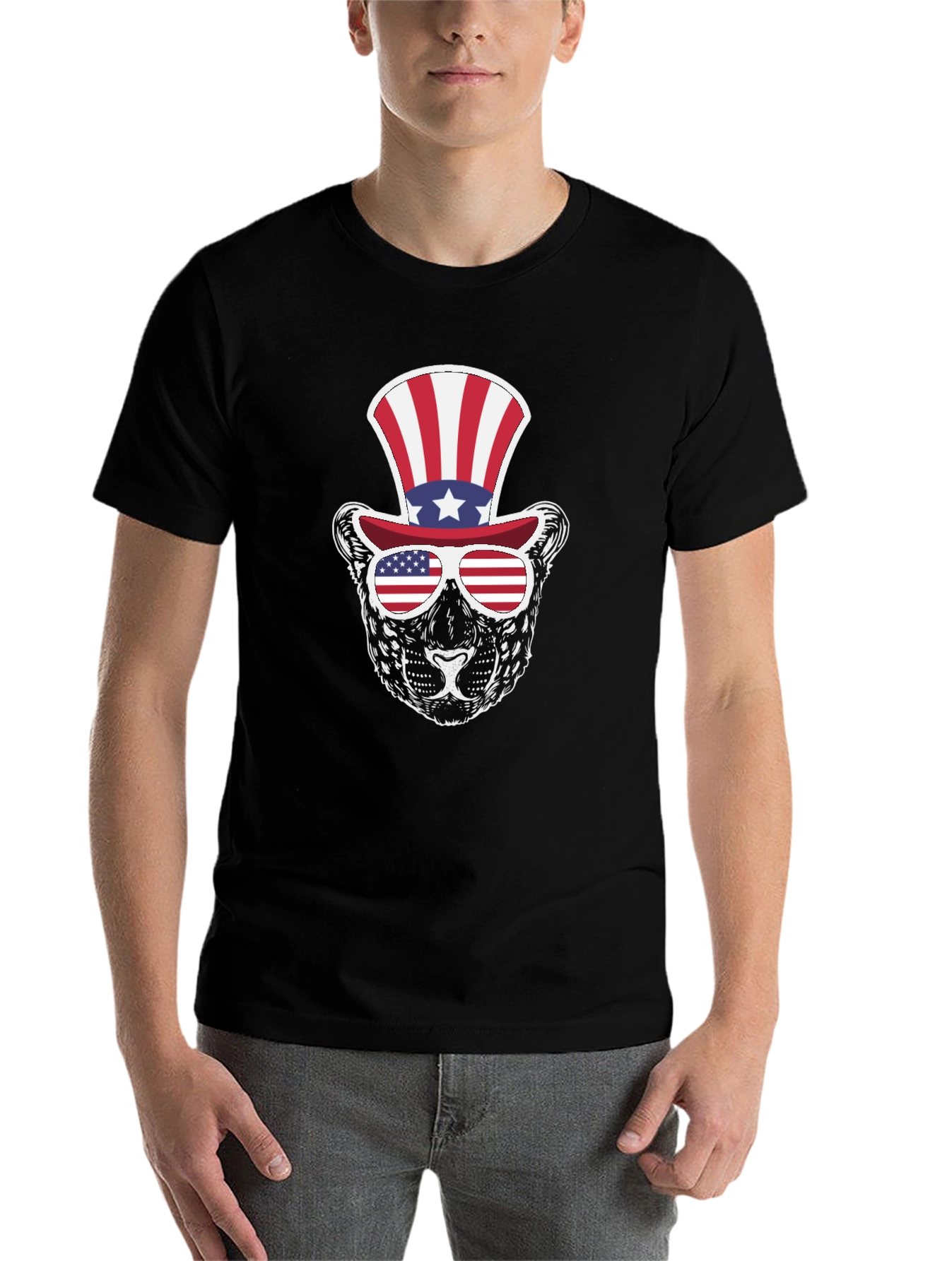 Patriotic Panther T-Shirt: American Flag Style