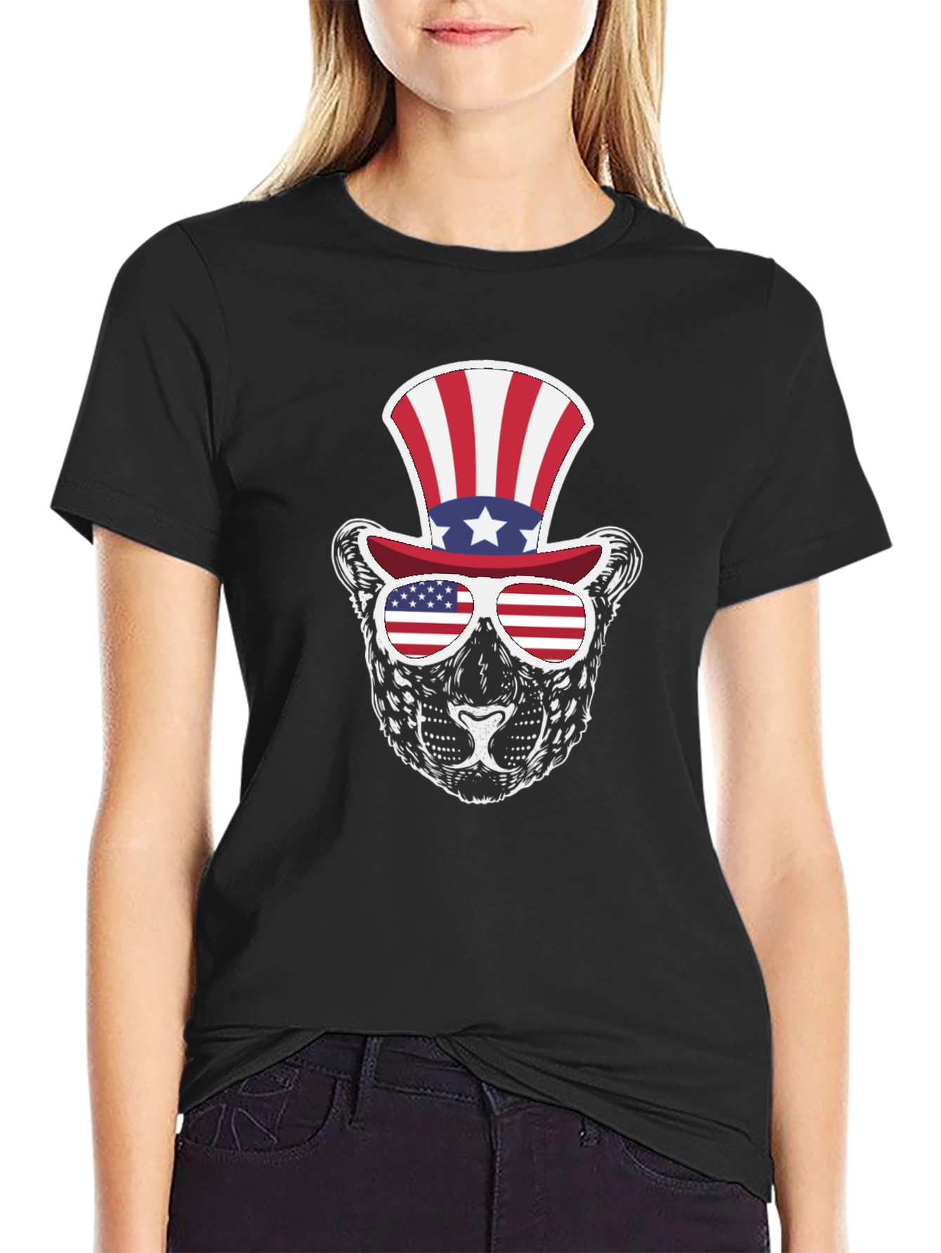 Patriotic Panther T-Shirt: American Flag Style