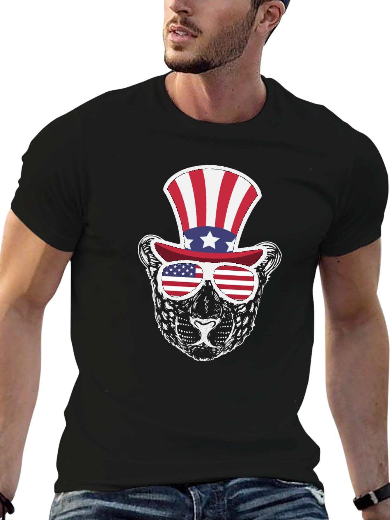 Patriotic Panther T-Shirt: American Flag Style