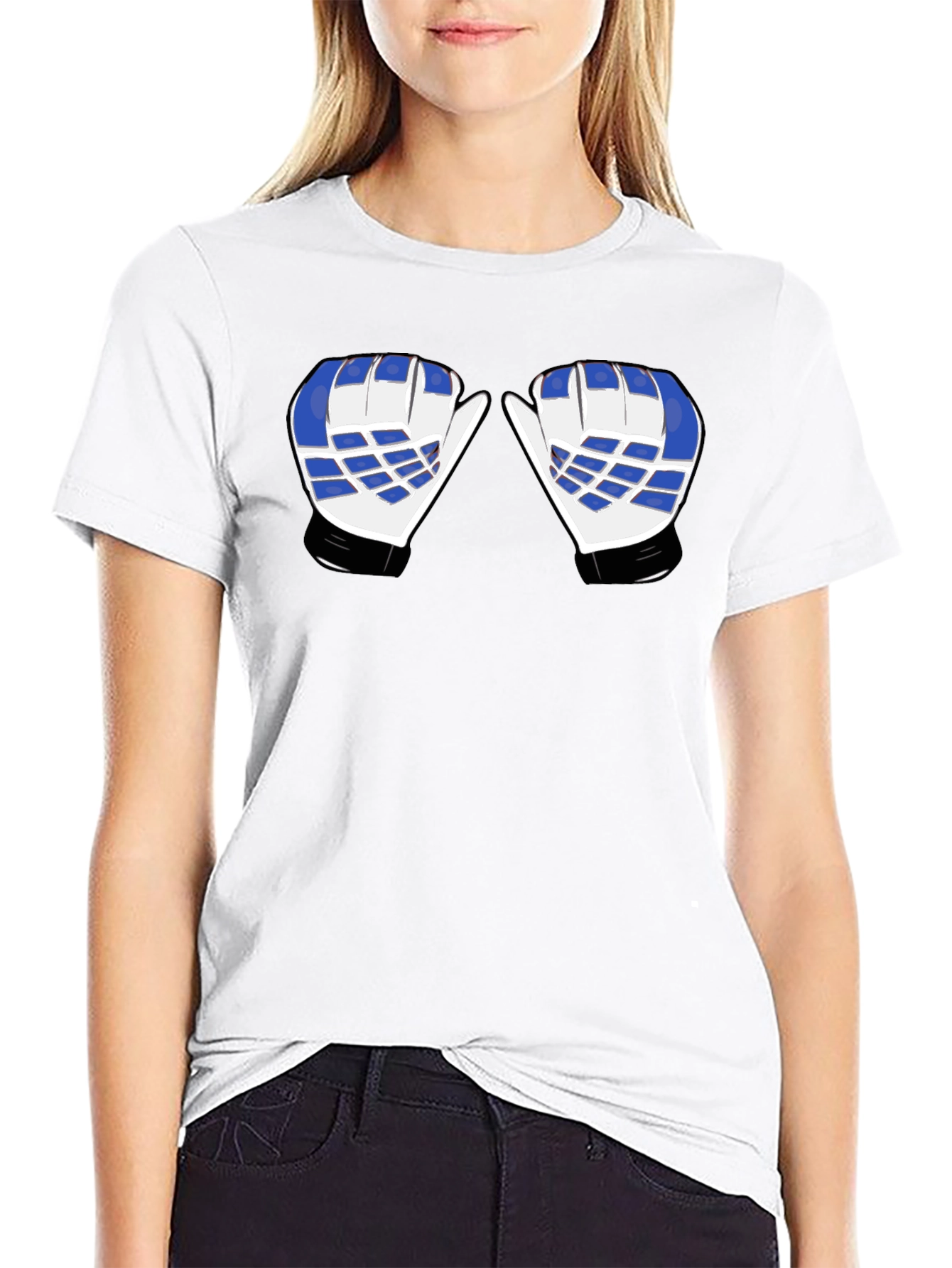 Hockey Goalie Mittens Graphic Tee - Black Cotton