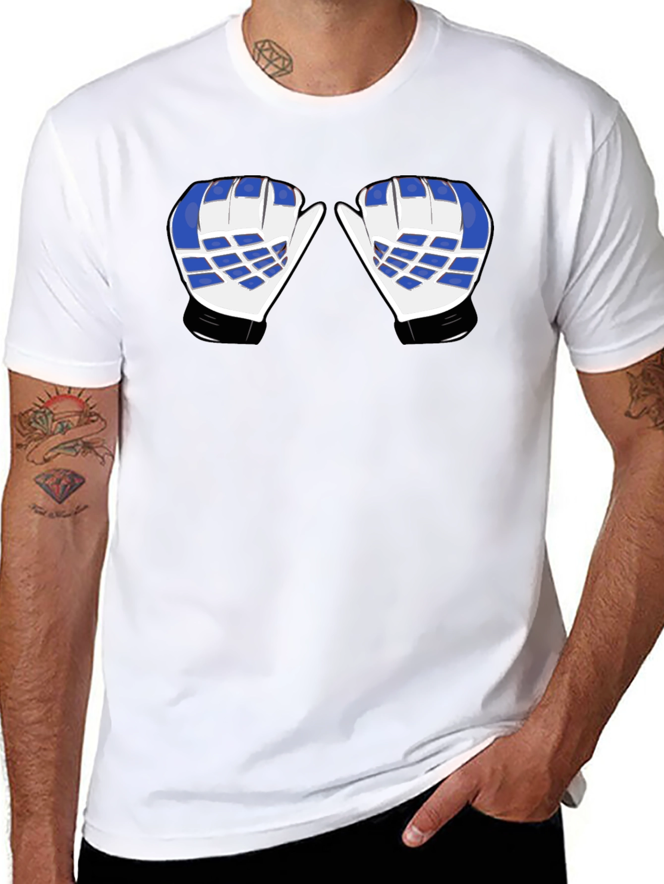 Hockey Goalie Mittens Graphic Tee - Black Cotton