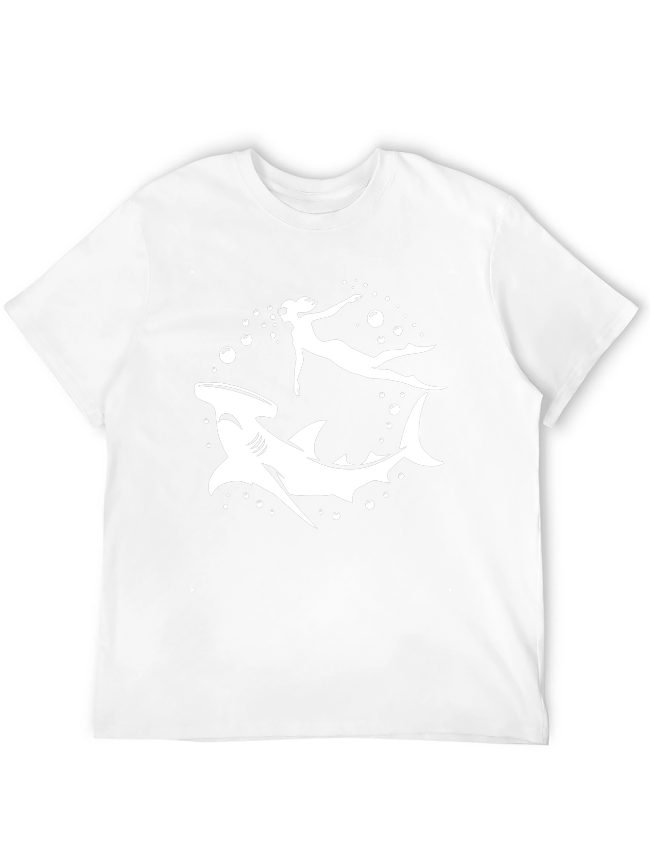 Hammerhead Shark & Diver Black Graphic T-Shirt