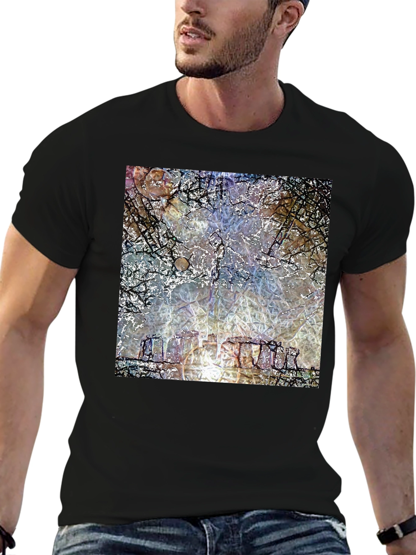 Stonehenge Graphic Tee - Mystical Mens Black T-Shirt