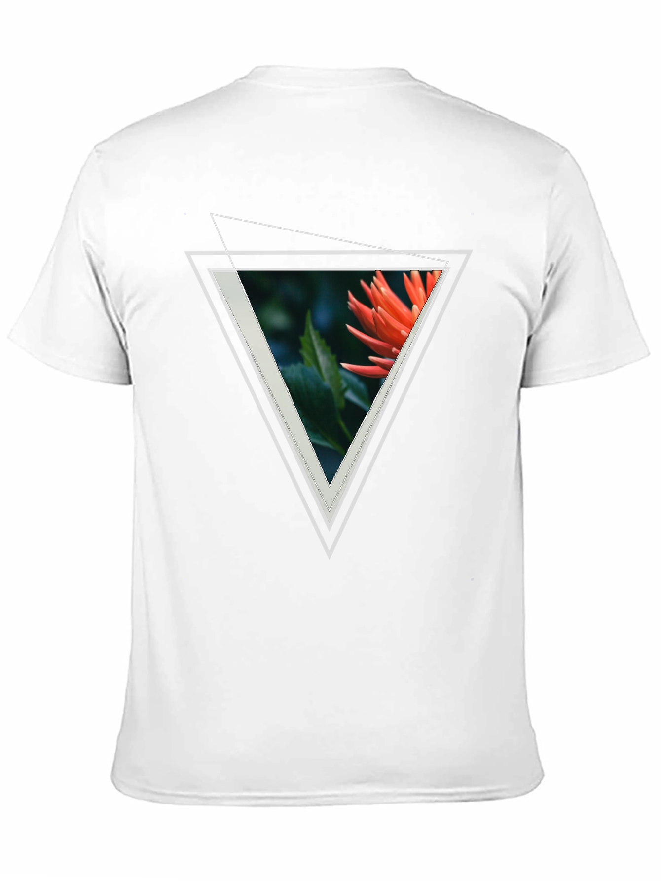 Geometric Floral Triangle Graphic Tee - Black