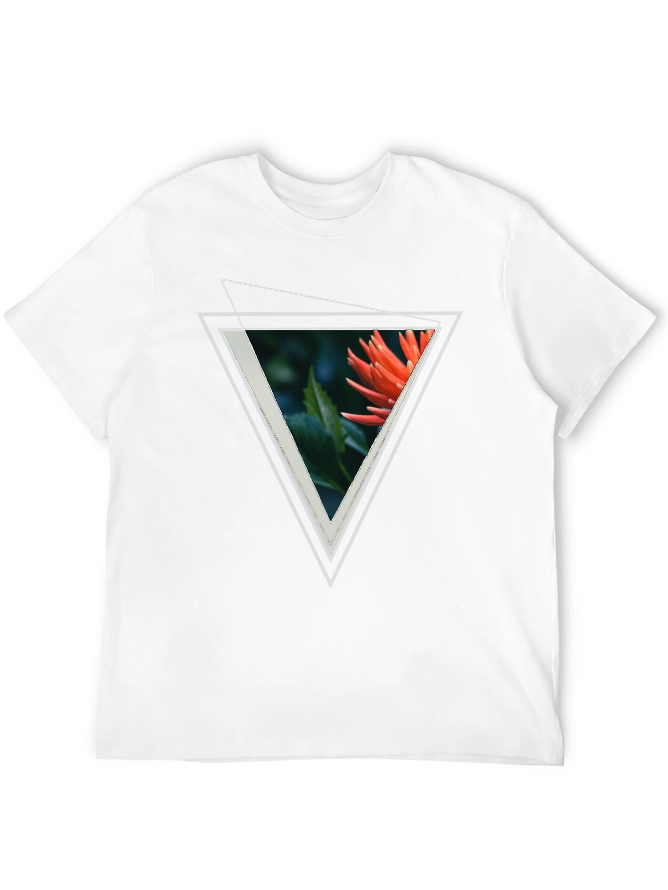Geometric Floral Triangle Graphic Tee - Black