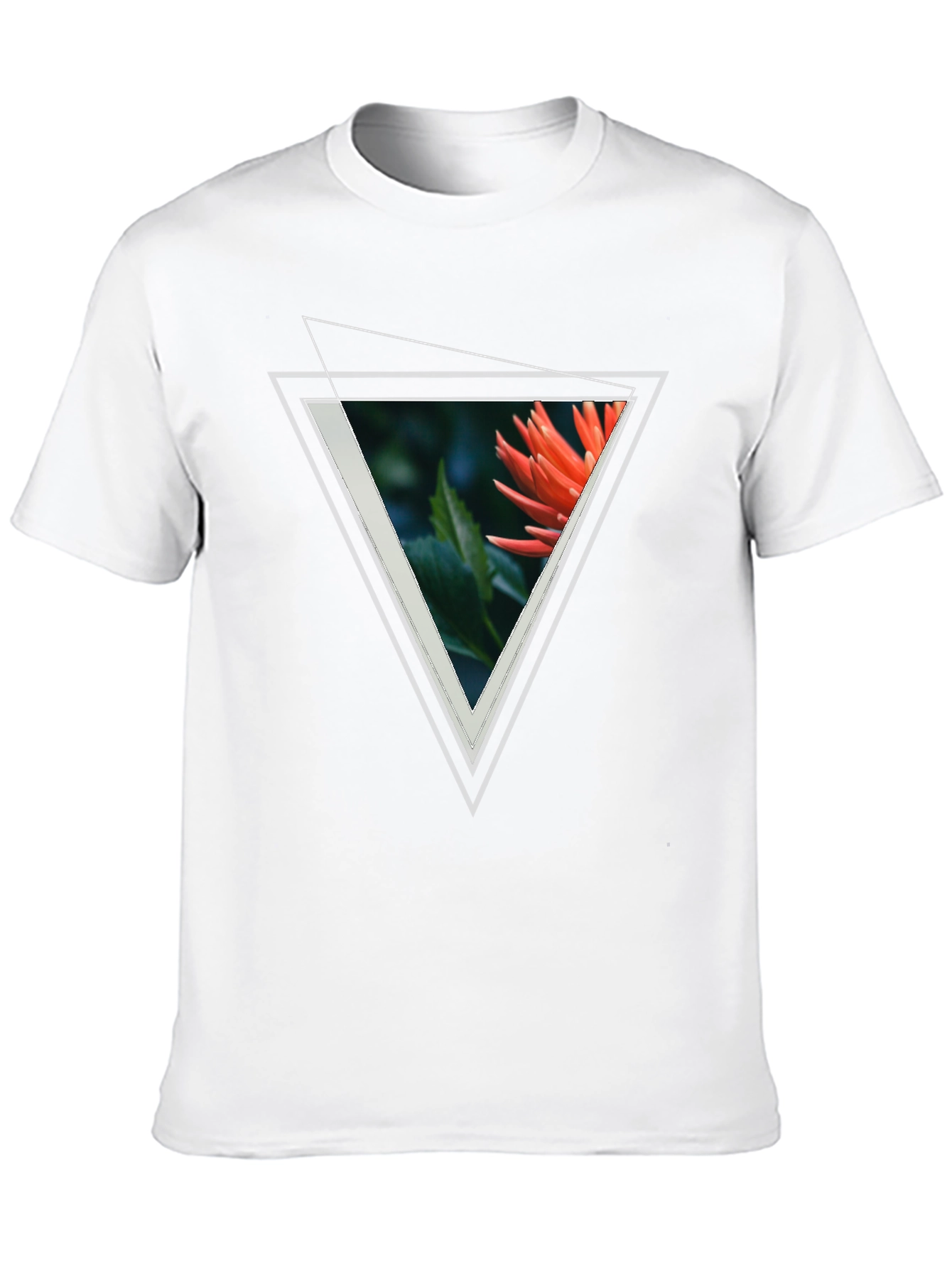 Geometric Floral Triangle Graphic Tee - Black