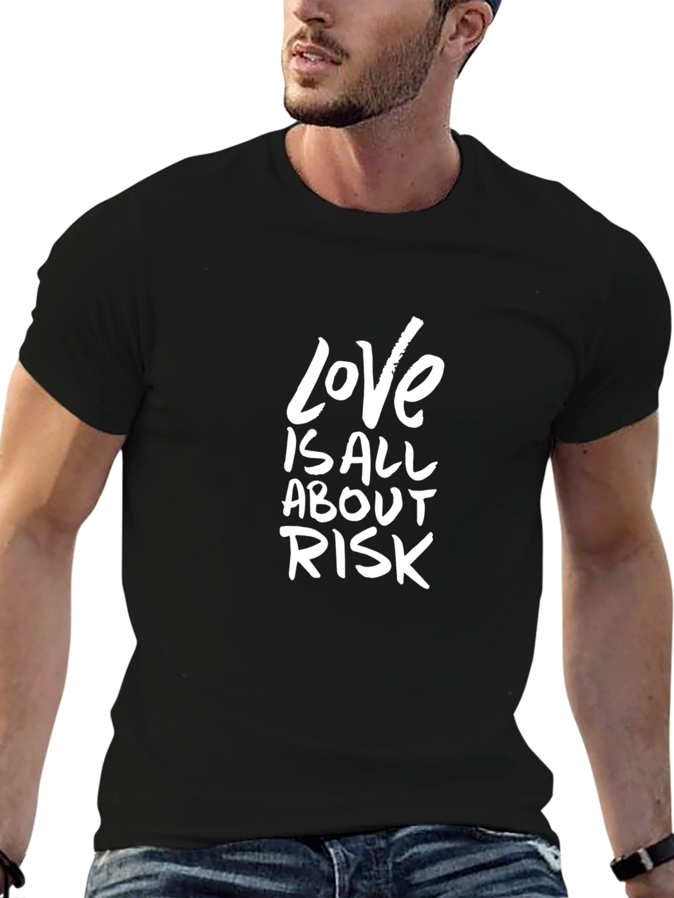 Love is All About Risk Black Graphic Tee