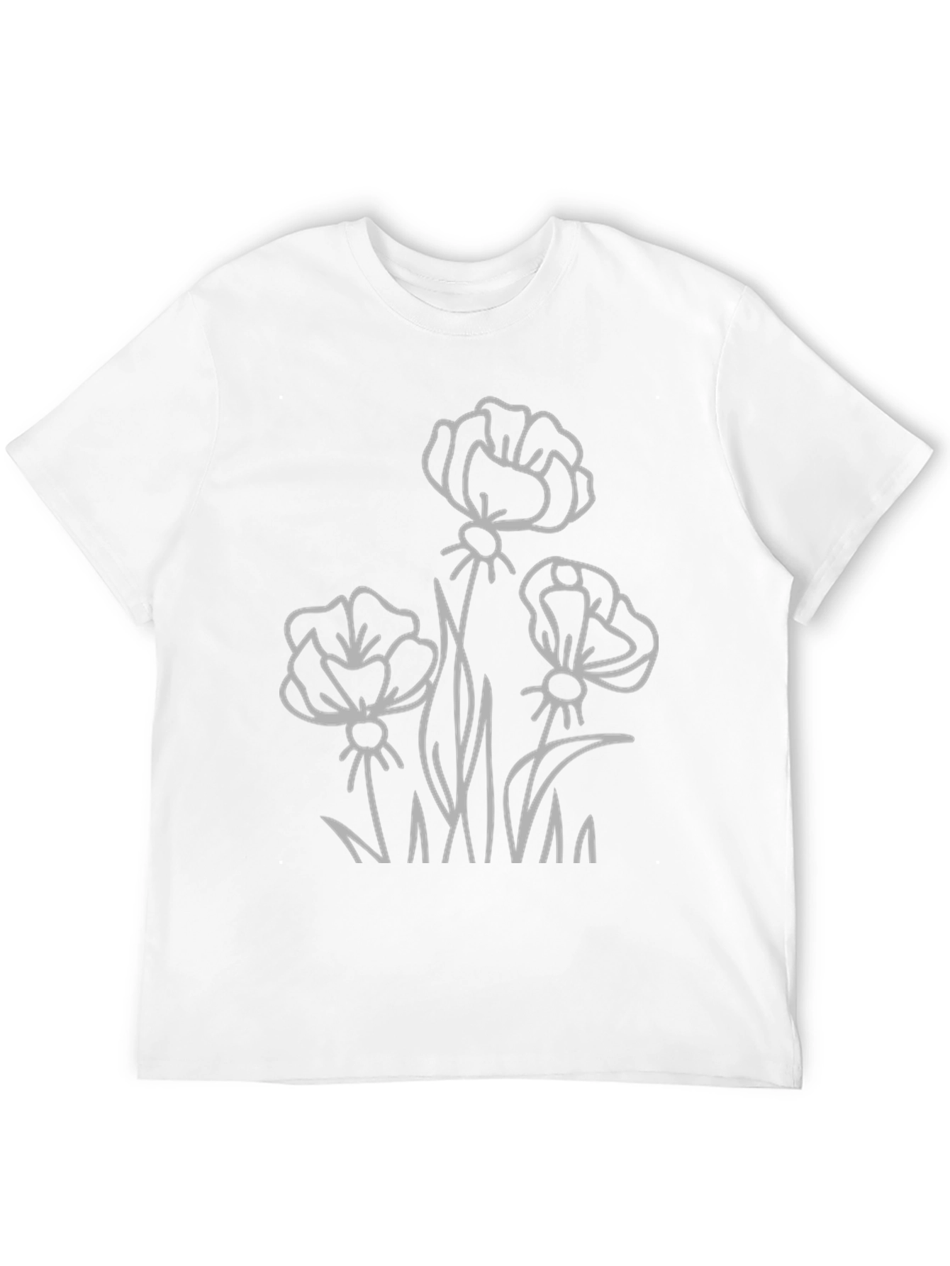Floral Outline Graphic T-Shirt - Black