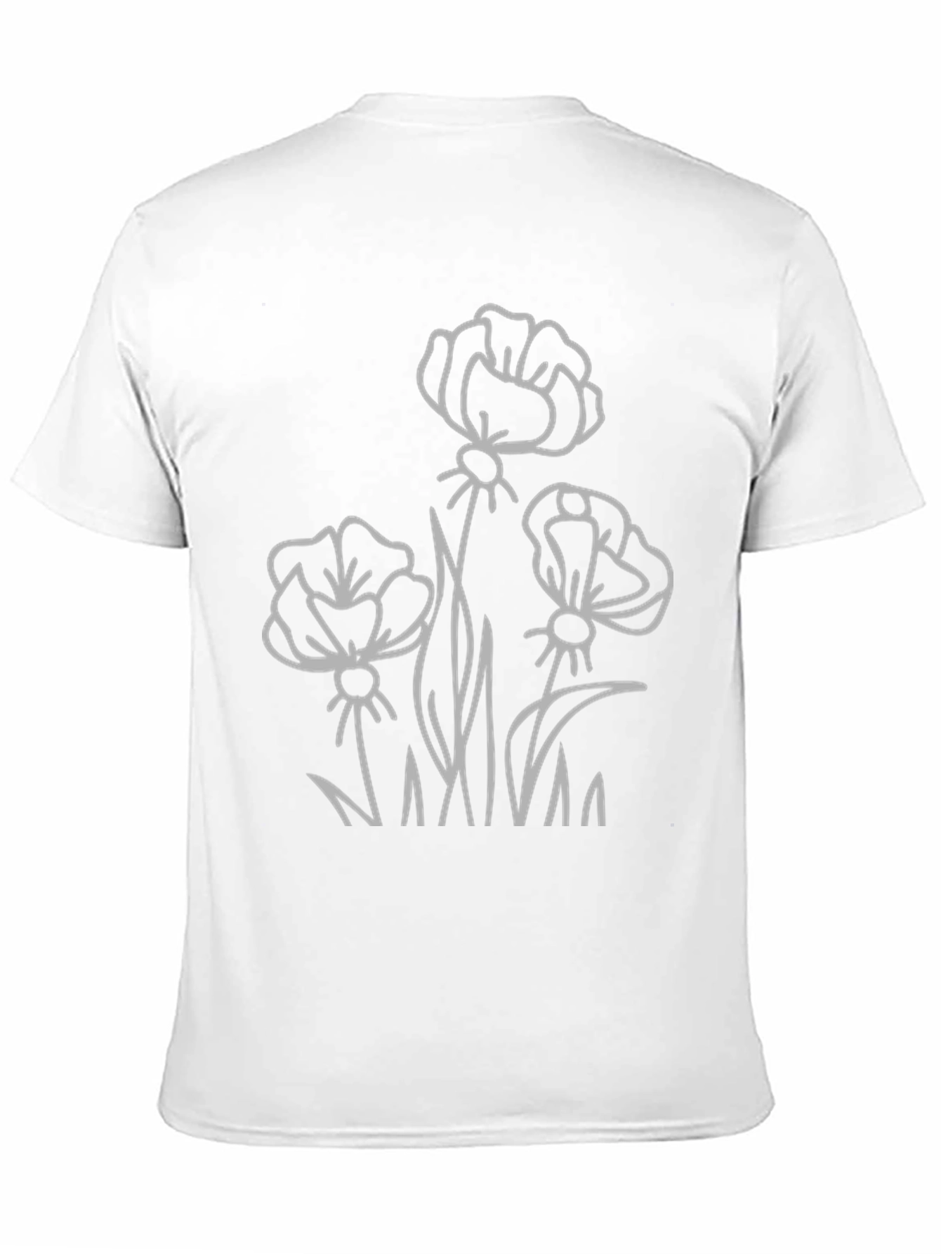 Floral Outline Graphic T-Shirt - Black