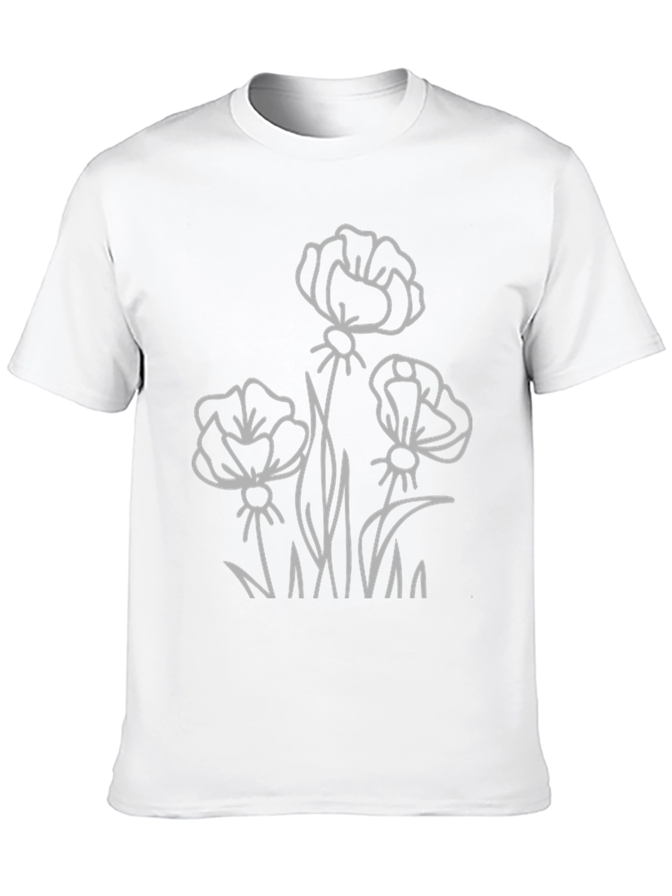 Floral Outline Graphic T-Shirt - Black