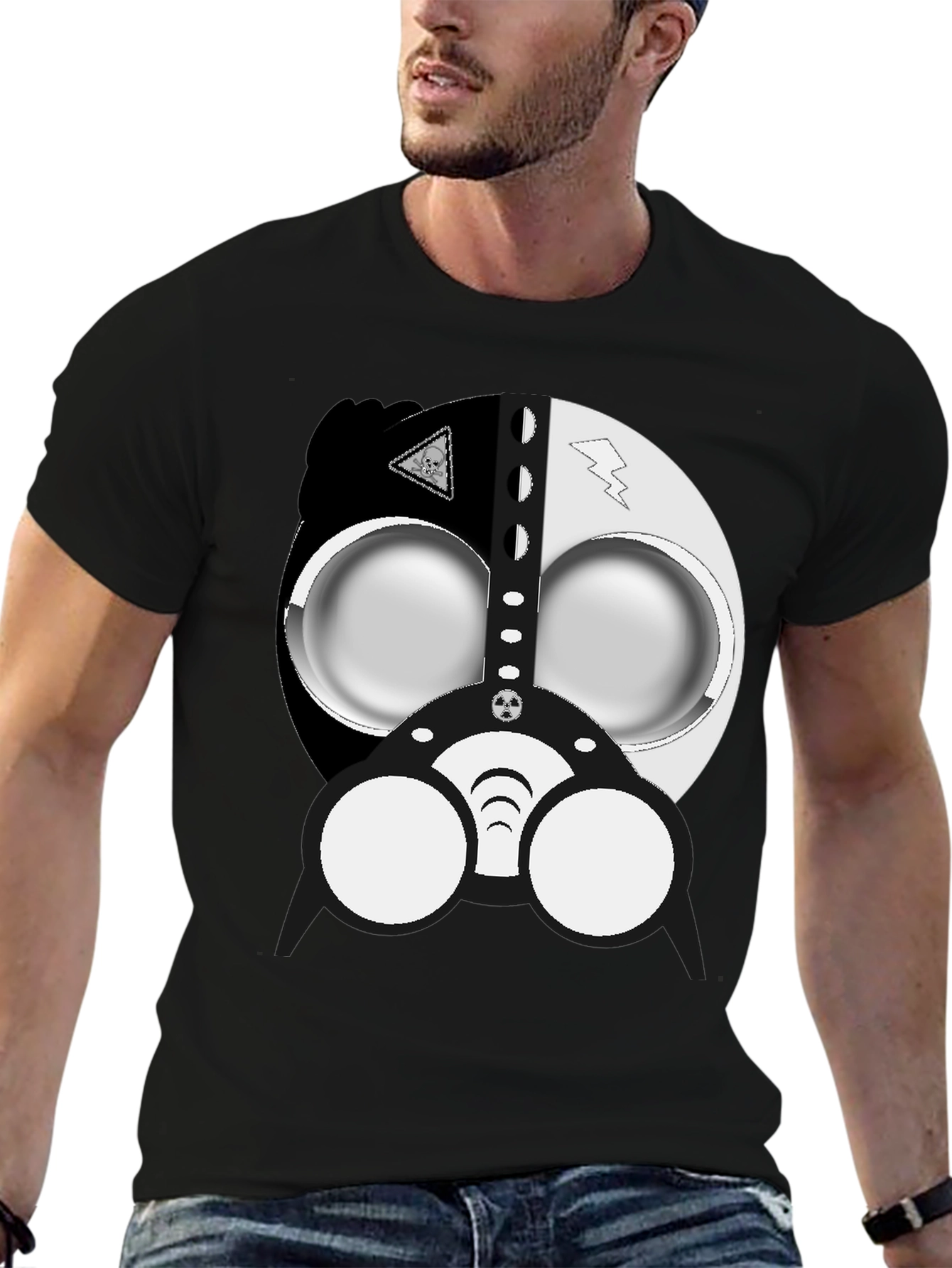 Cool Gas Mask Graphic Black T-Shirt