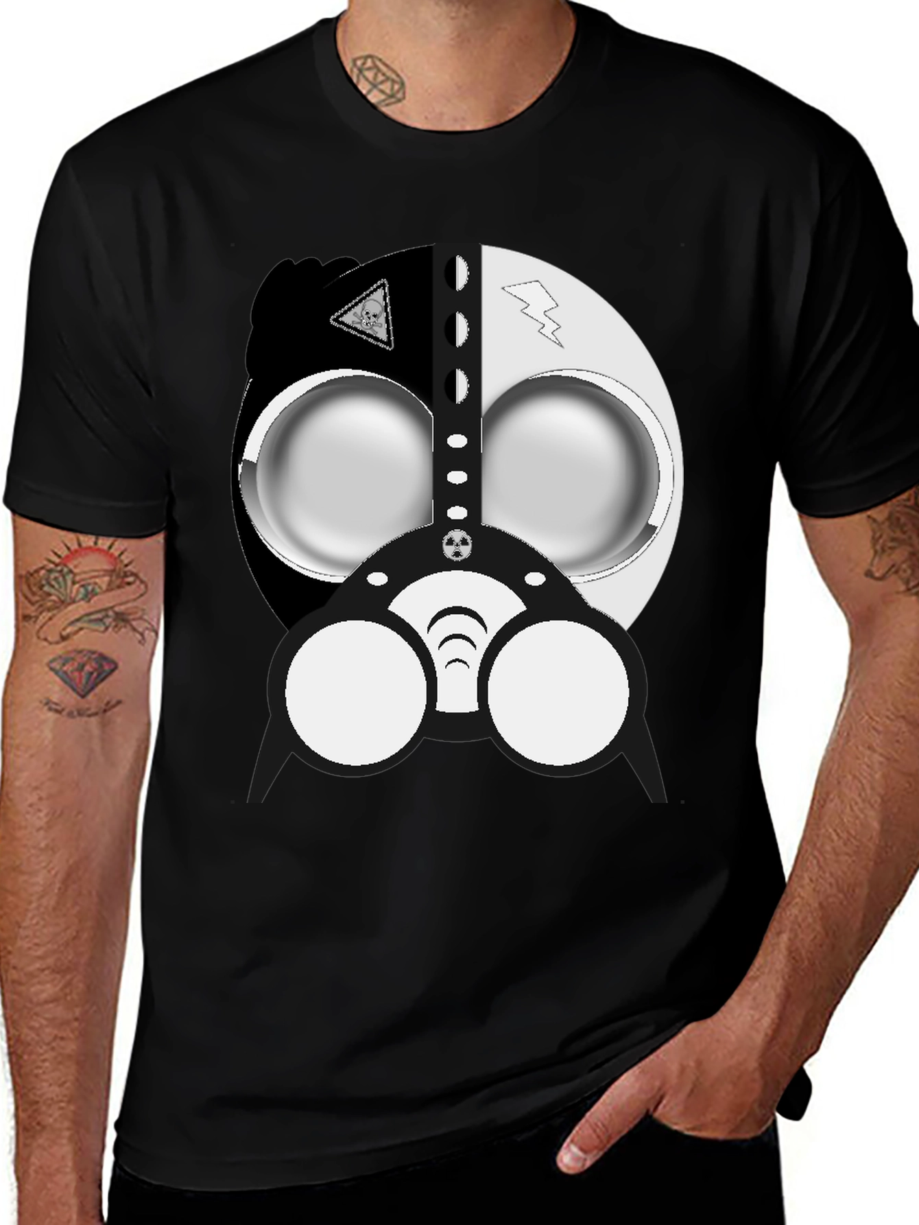 Cool Gas Mask Graphic Black T-Shirt