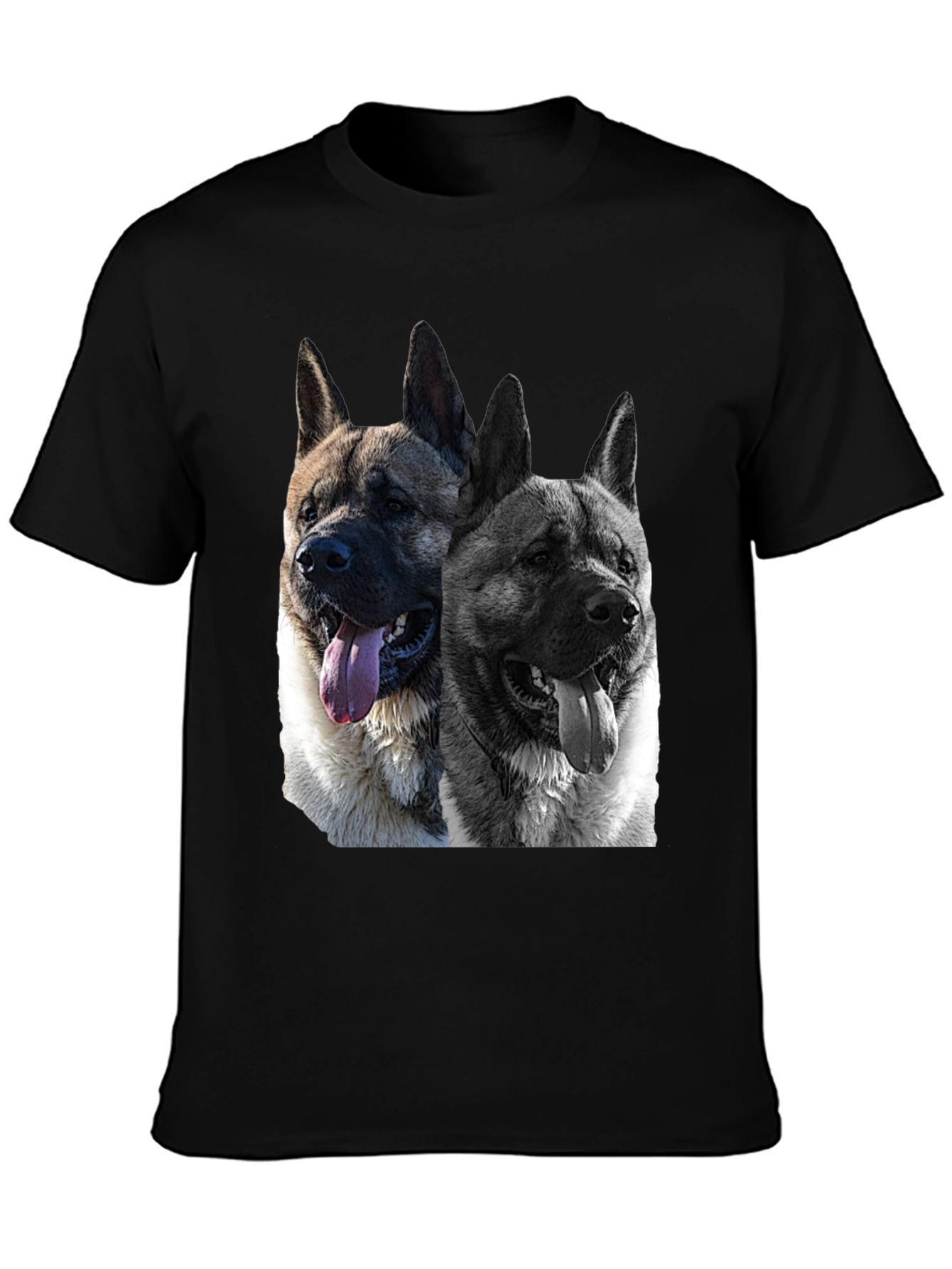 Akita Dog Graphic Black T-Shirt