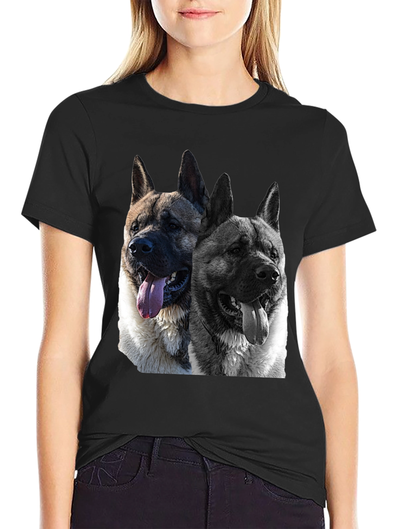 Akita Dog Graphic Black T-Shirt