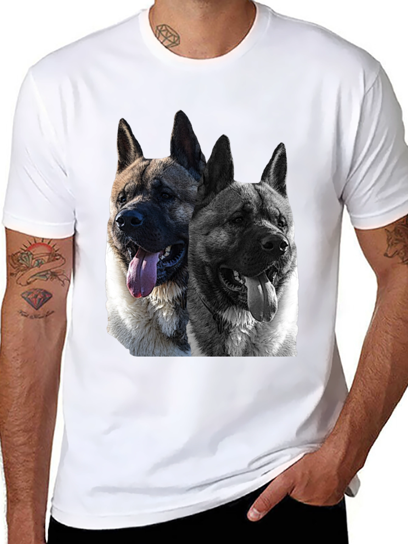 Akita Dog Graphic Black T-Shirt