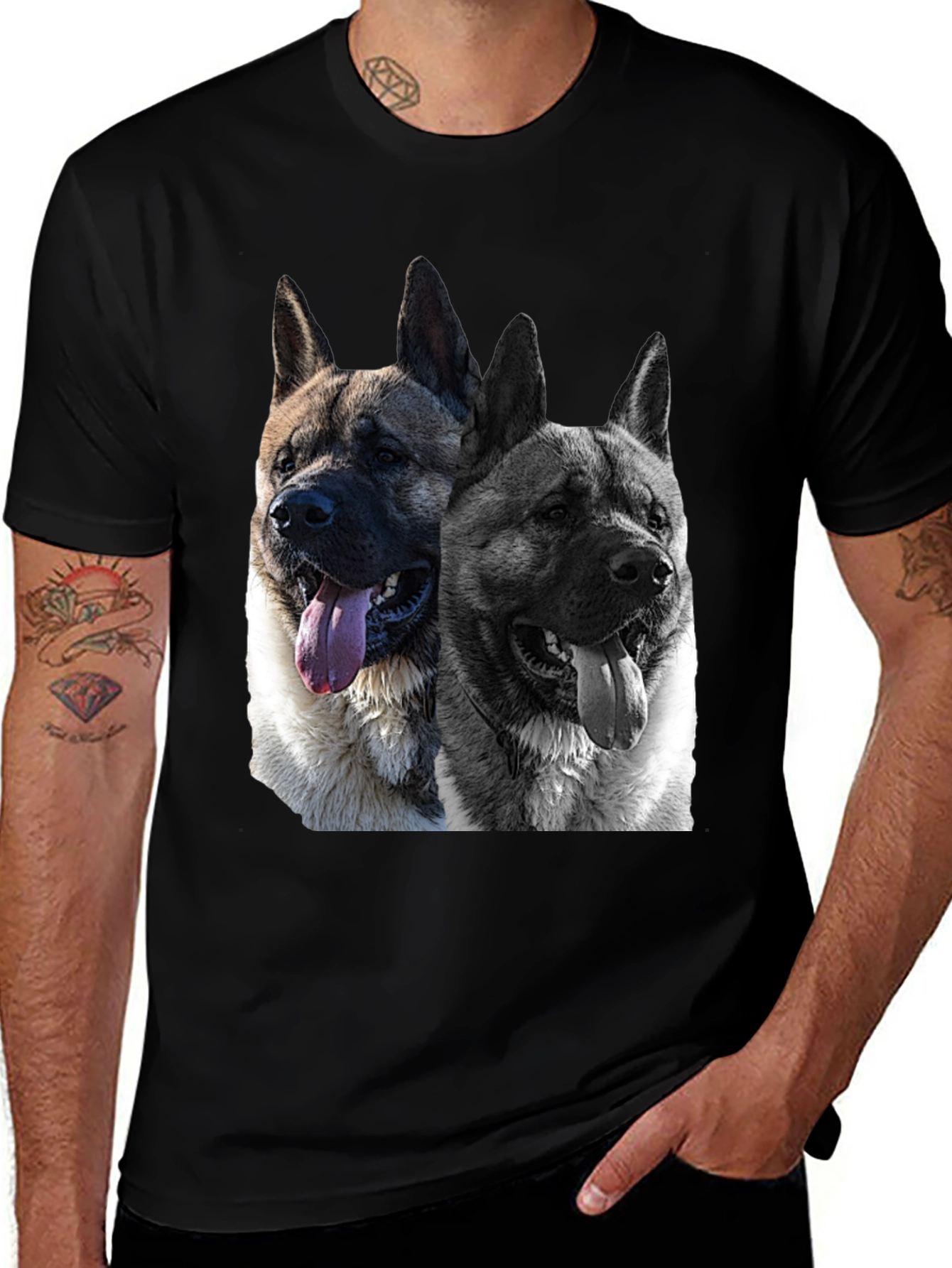 Akita Dog Graphic Black T-Shirt