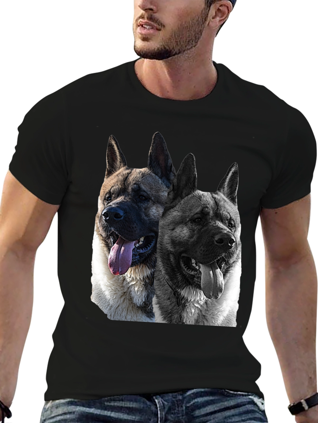 Akita Dog Graphic Black T-Shirt