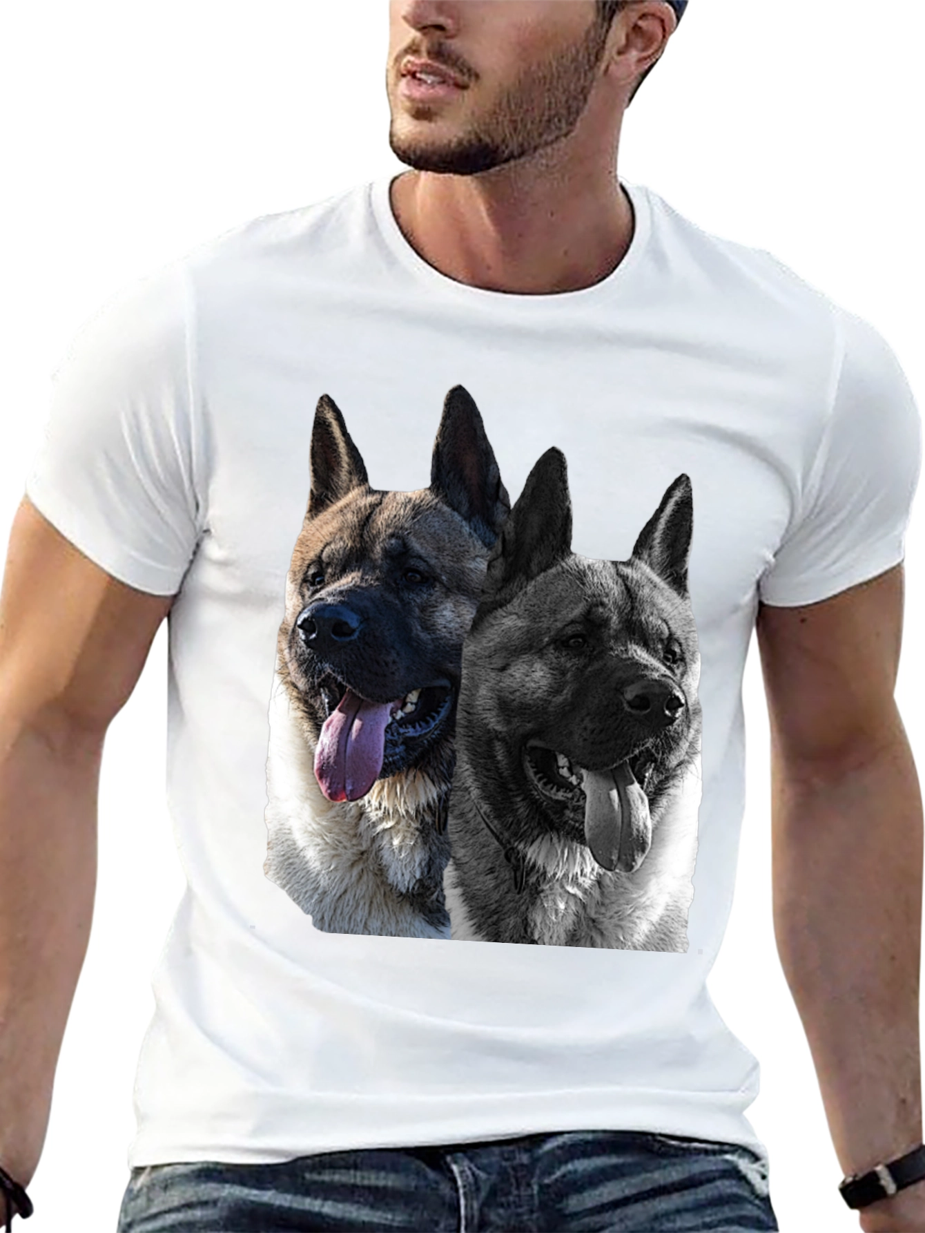 Akita Dog Graphic Black T-Shirt
