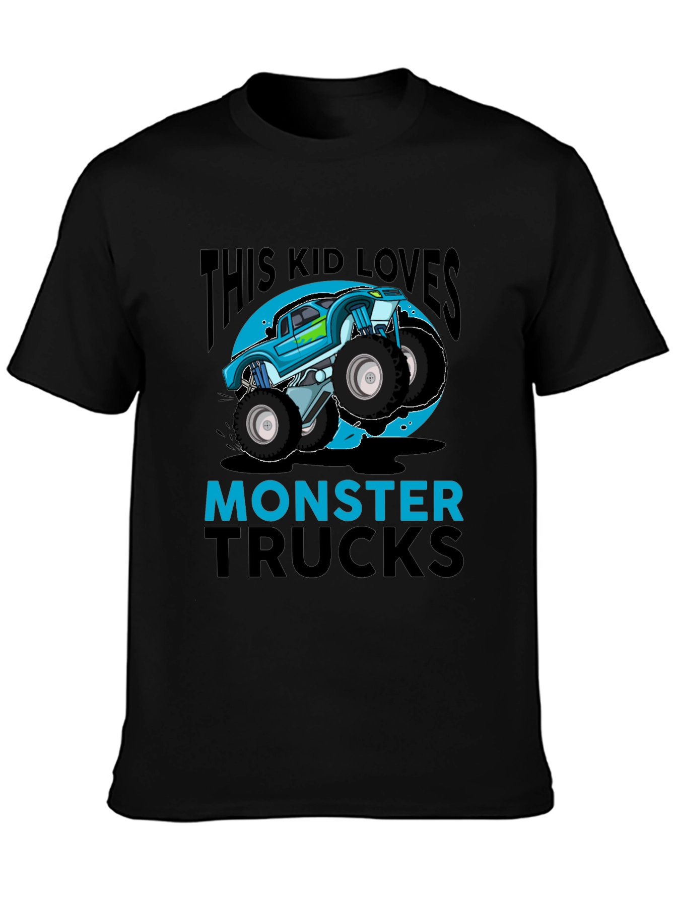 Kids Monster Truck T-Shirt - Blue Graphic Design