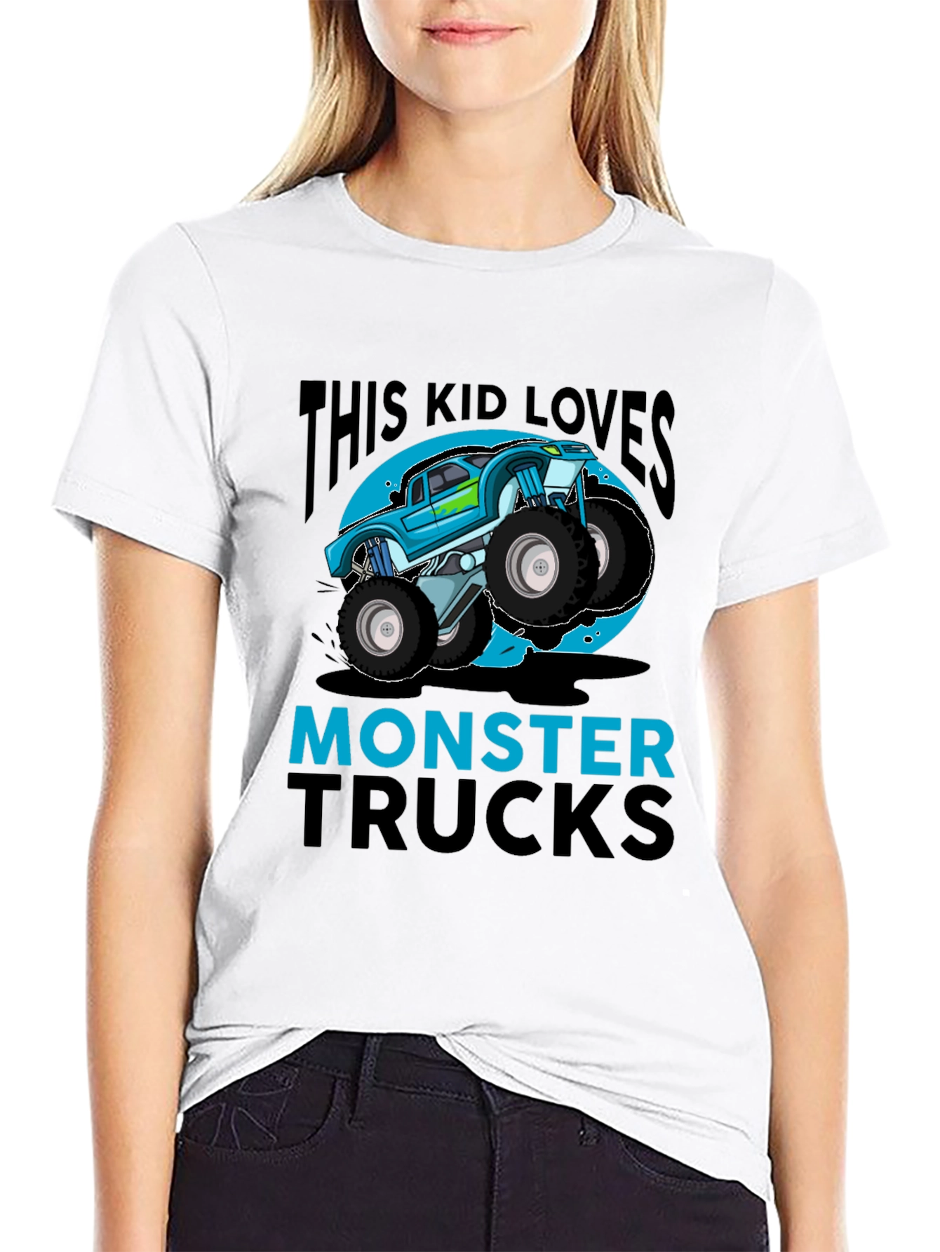Kids Monster Truck T-Shirt - Blue Graphic Design