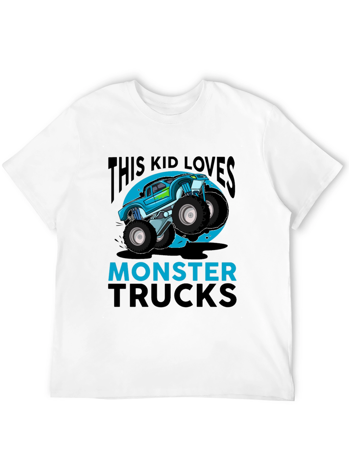 Kids Monster Truck T-Shirt - Blue Graphic Design
