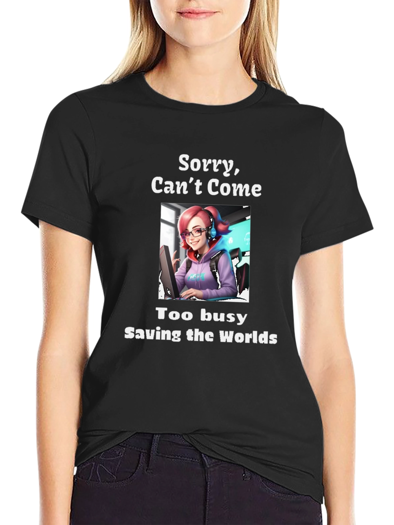 Gamer Girl T-Shirt - Saving Worlds!