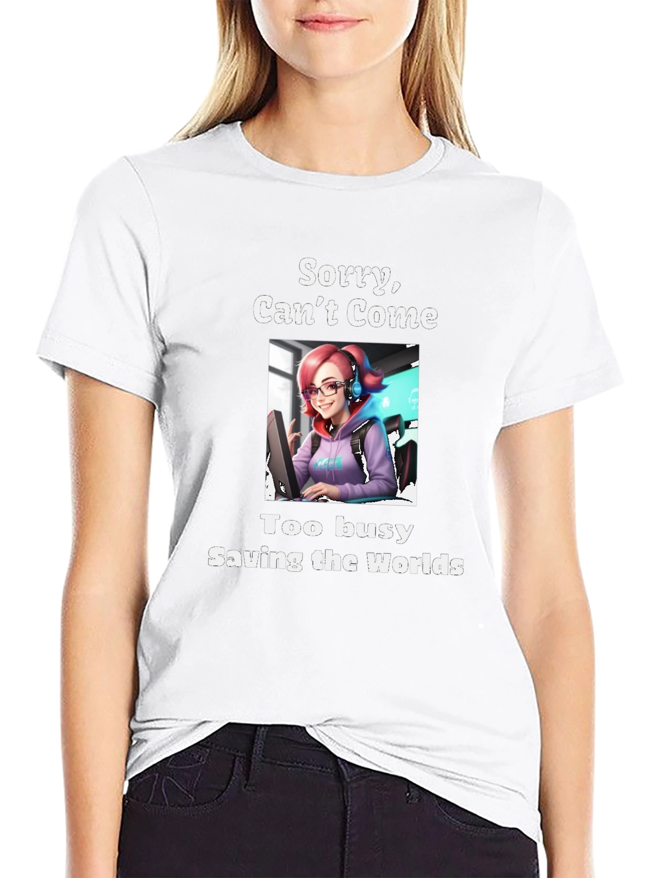 Gamer Girl T-Shirt - Saving Worlds!