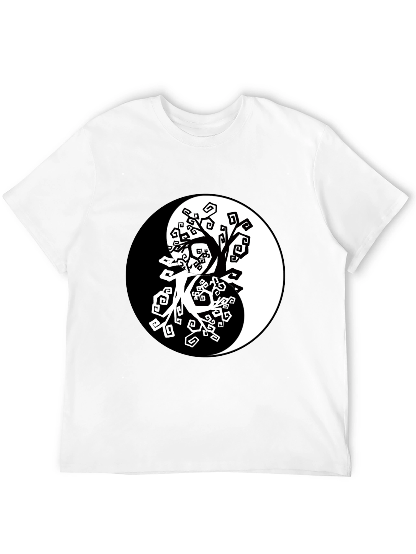 Yin Yang Tree Graphic Black T-Shirt