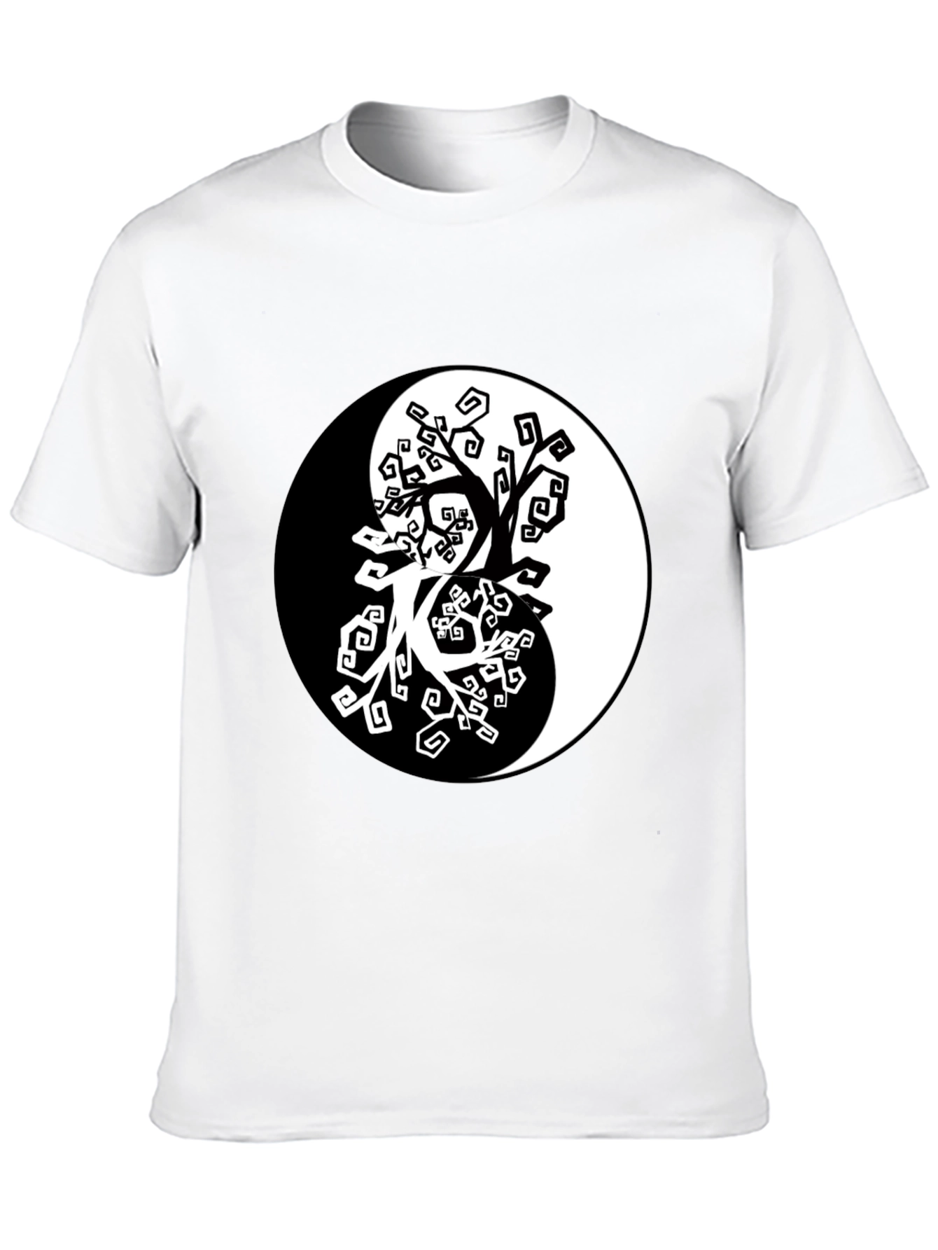 Yin Yang Tree Graphic Black T-Shirt