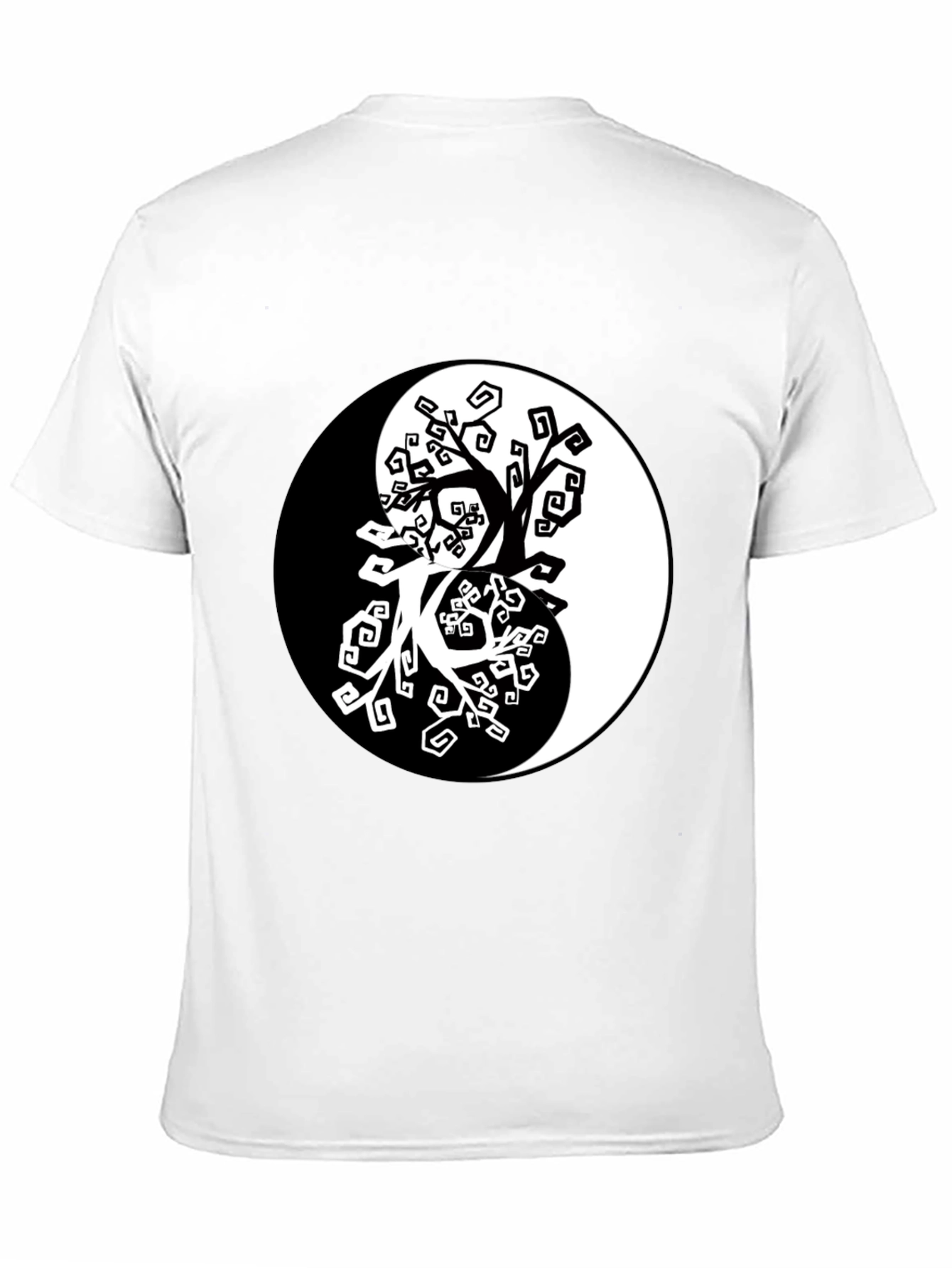 Yin Yang Tree Graphic Black T-Shirt