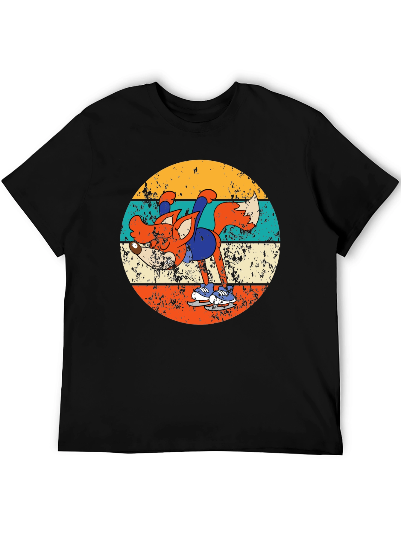 Retro Fox Ice Skating T-Shirt