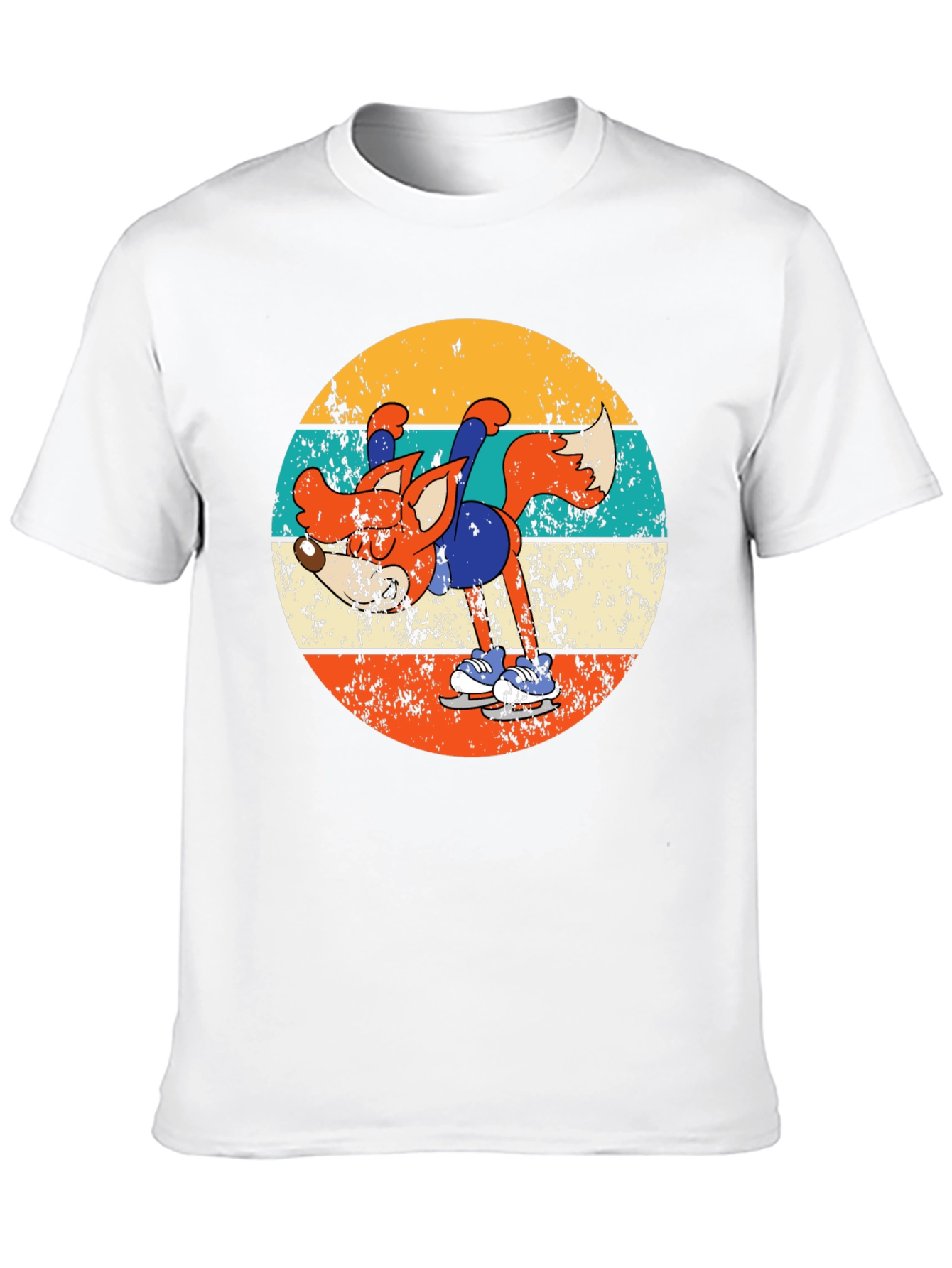 Retro Fox Ice Skating T-Shirt