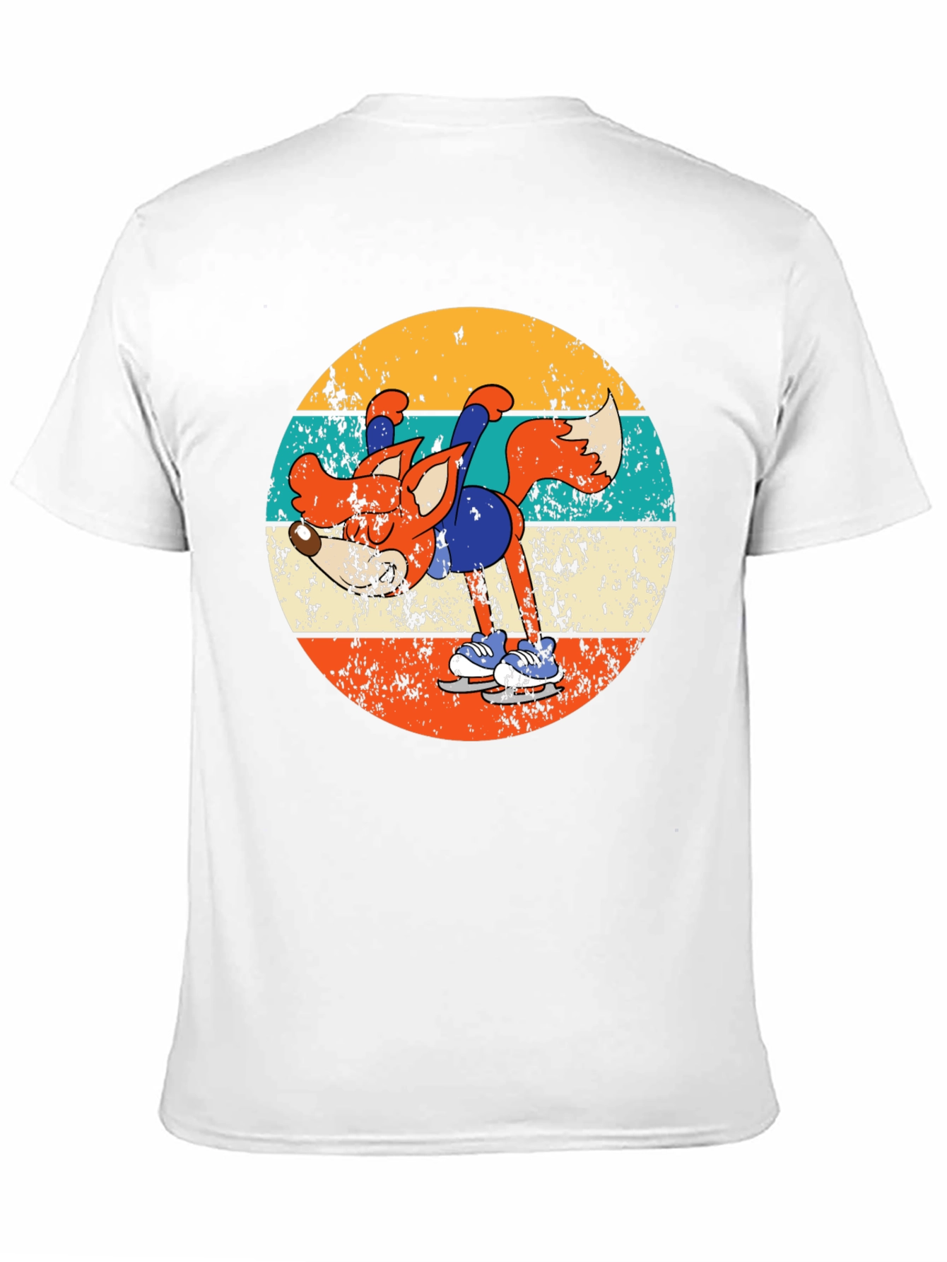 Retro Fox Ice Skating T-Shirt