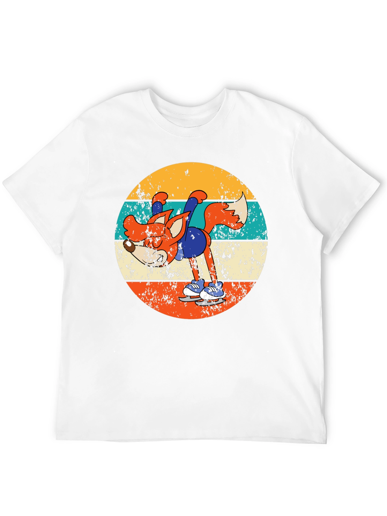 Retro Fox Ice Skating T-Shirt