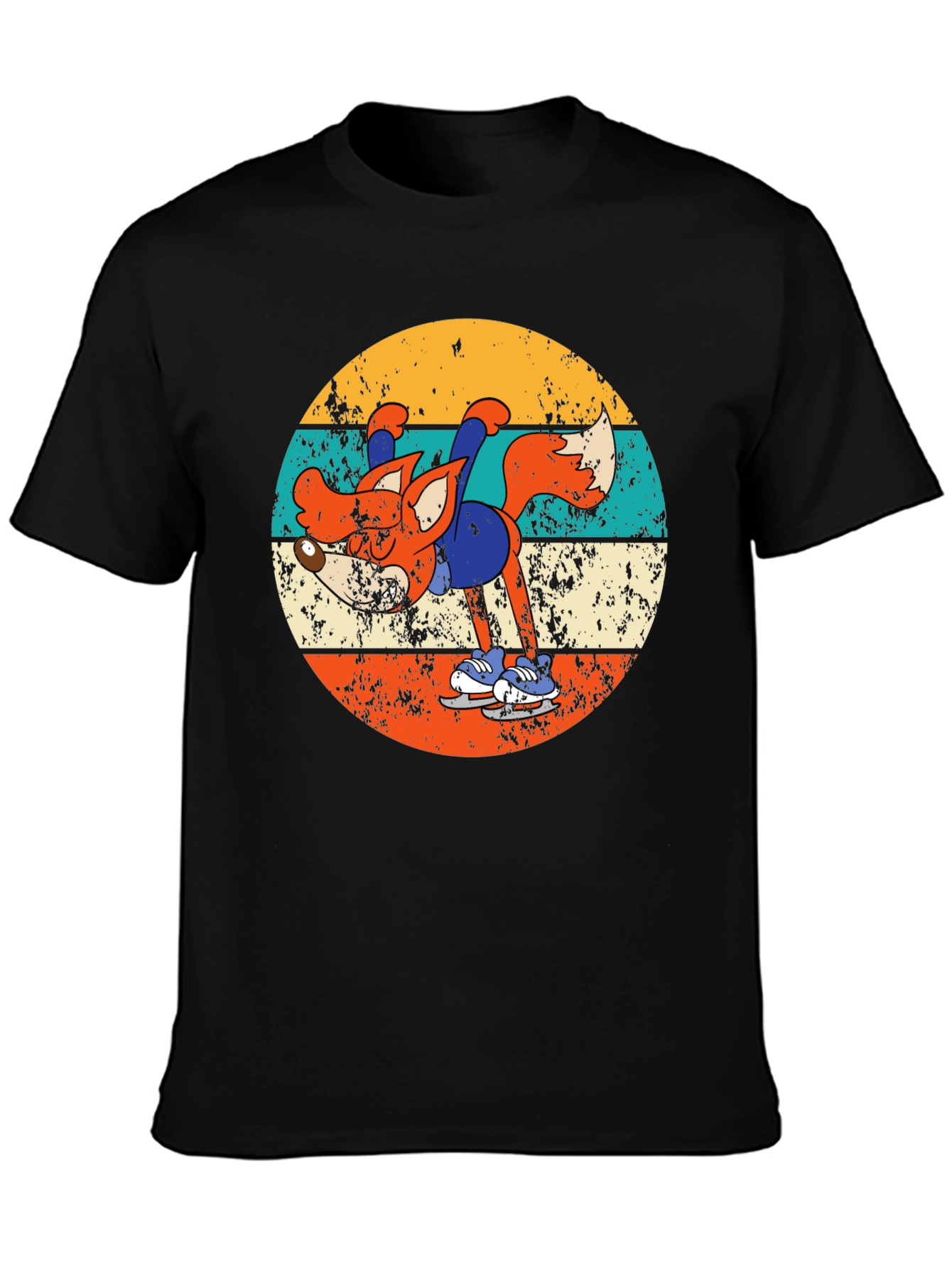 Retro Fox Ice Skating T-Shirt