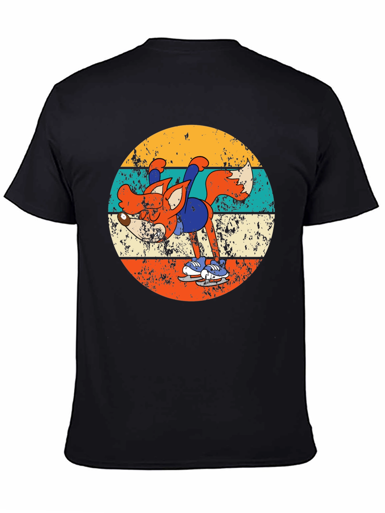 Retro Fox Ice Skating T-Shirt