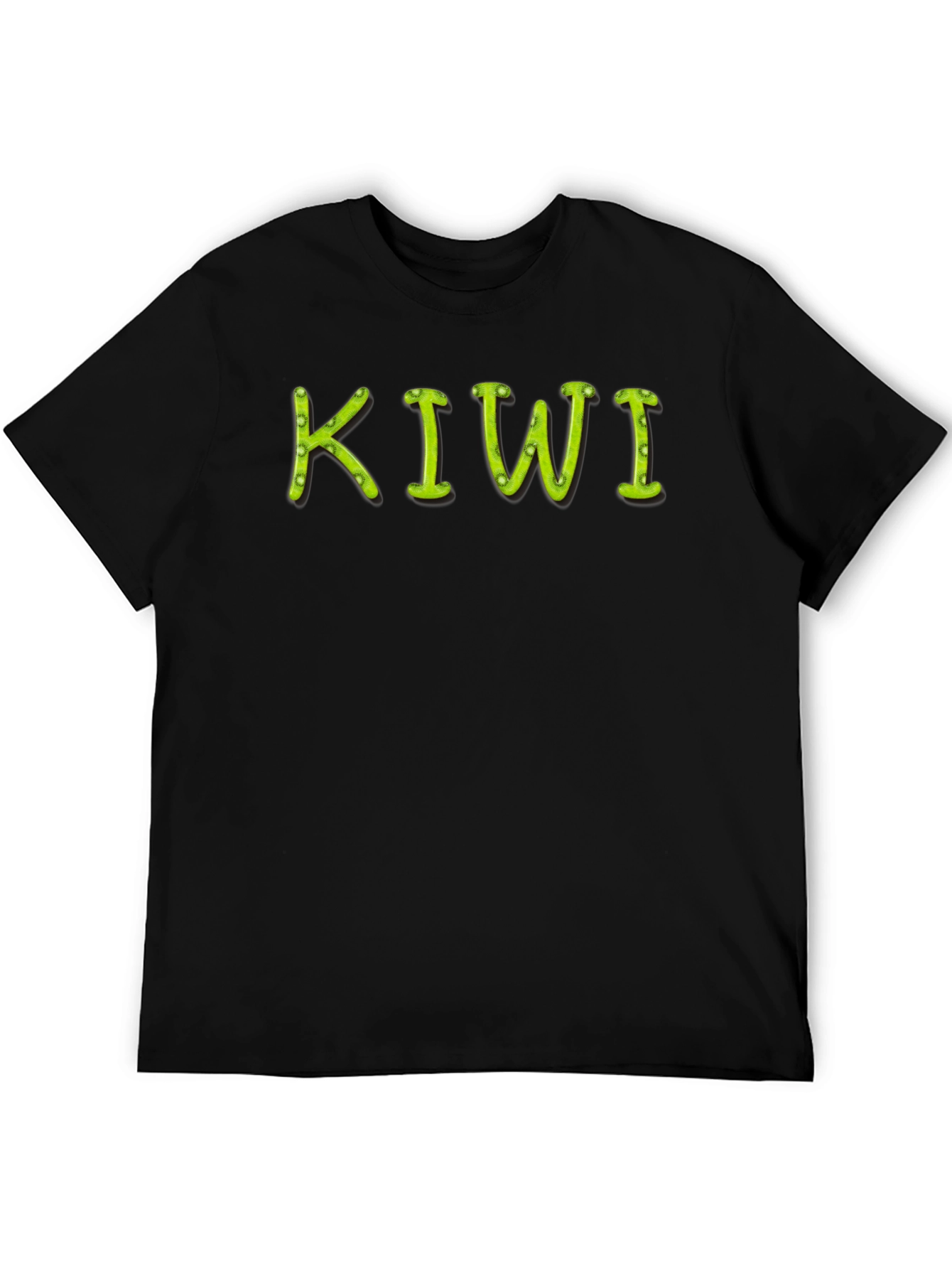 Kiwi Fruit Text Graphic Black T-Shirt