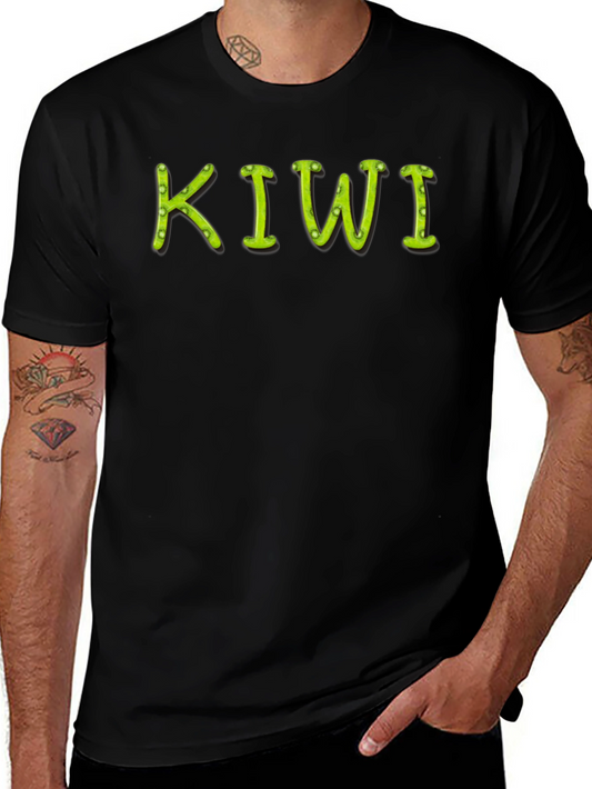 Kiwi Fruit Text Graphic Black T-Shirt