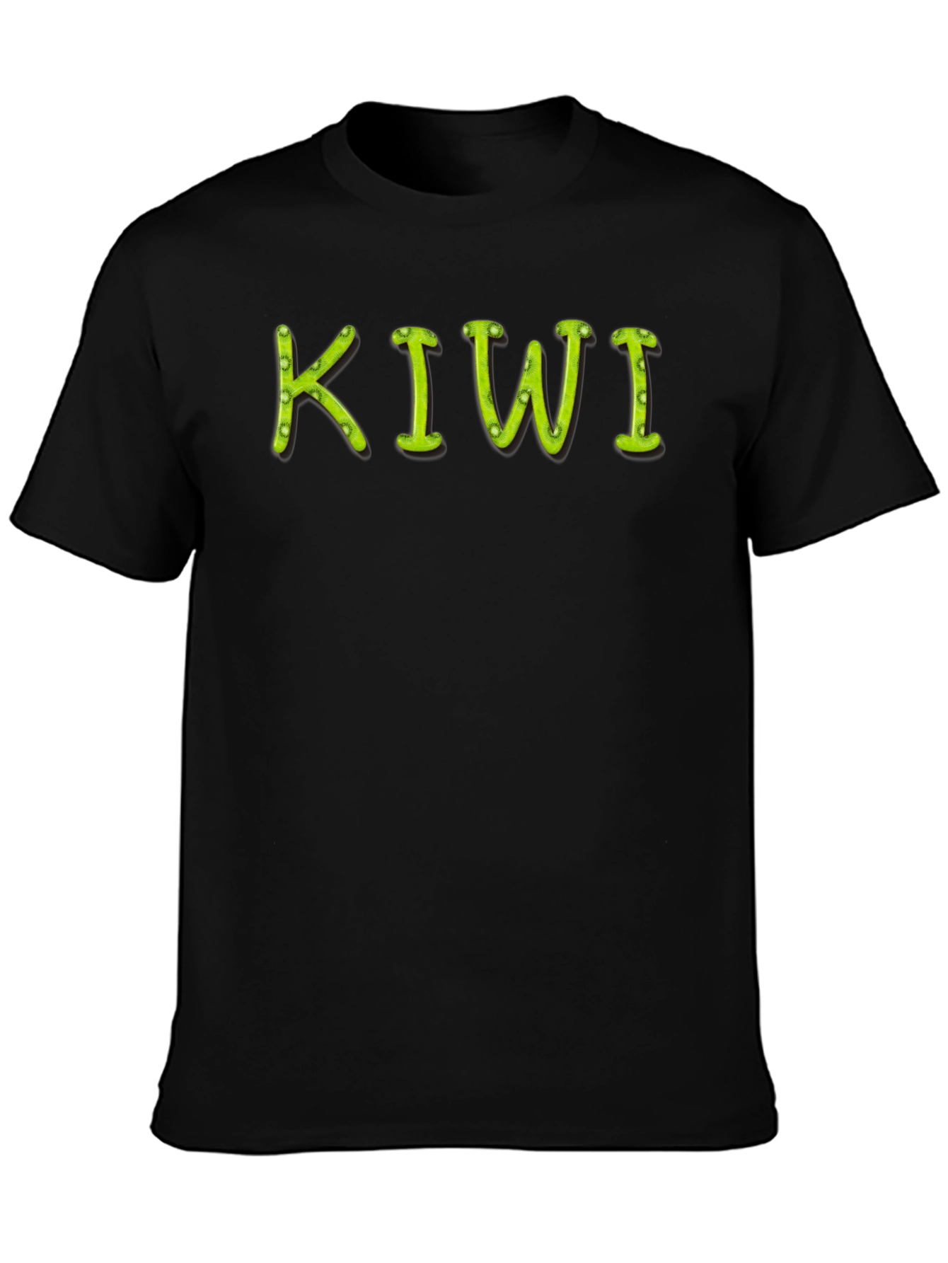 Kiwi Fruit Text Graphic Black T-Shirt