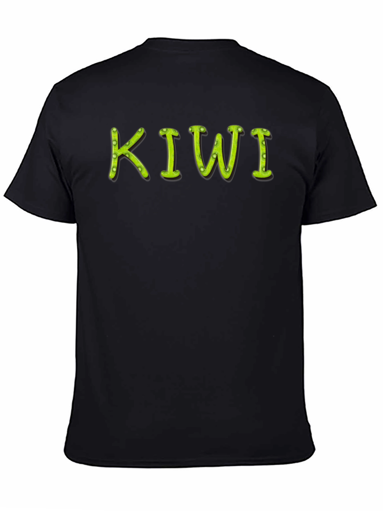 Kiwi Fruit Text Graphic Black T-Shirt