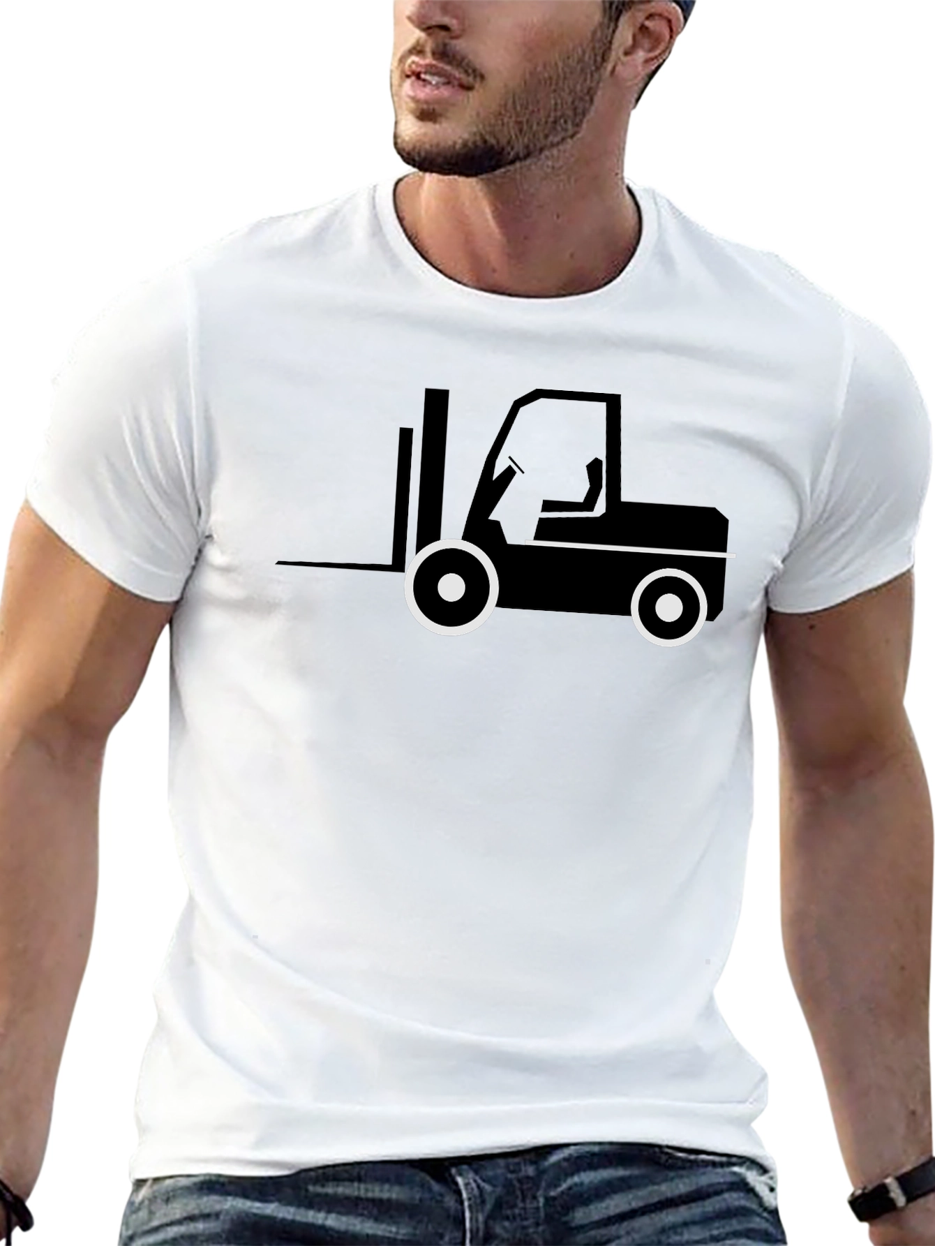 Forklift Graphic Tee - Black Cotton T-Shirt