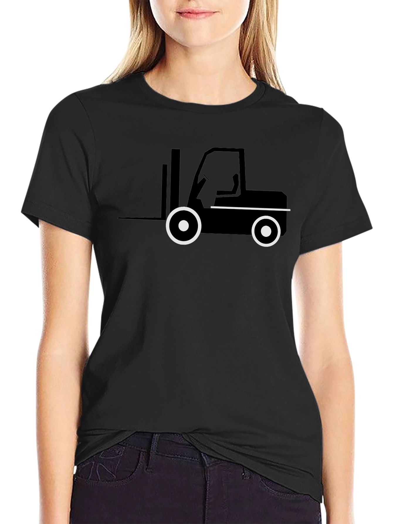 Forklift Graphic Tee - Black Cotton T-Shirt