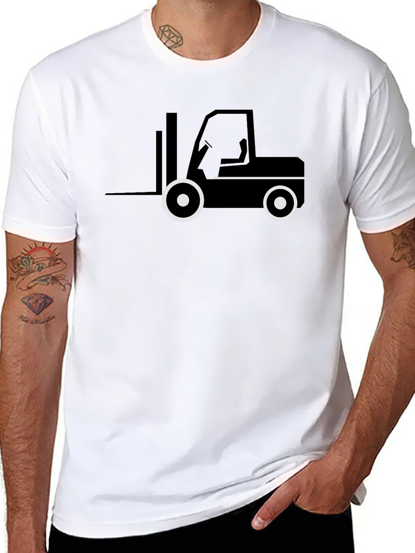Forklift Graphic Tee - Black Cotton T-Shirt