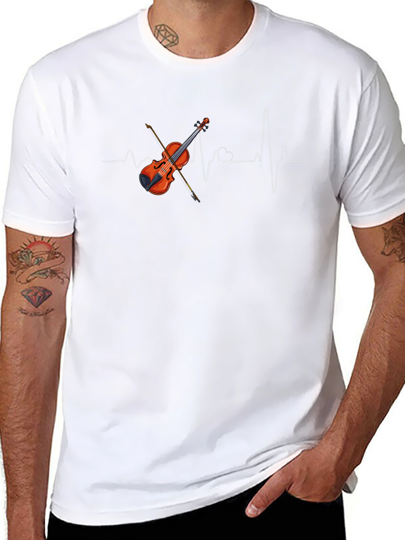 Violin Heartbeat Graphic Tee - Music Lover Shirt