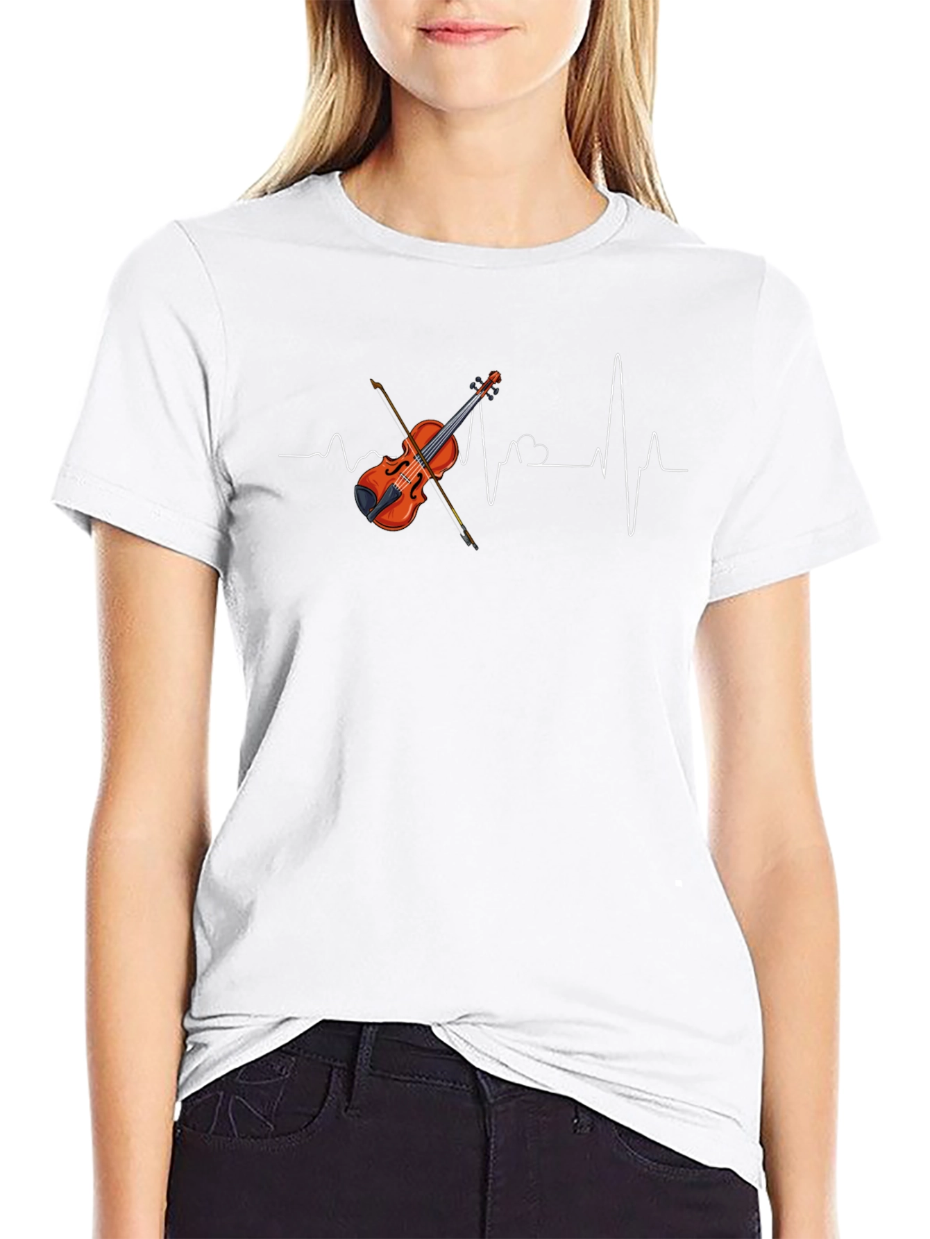 Violin Heartbeat Graphic Tee - Music Lover Shirt